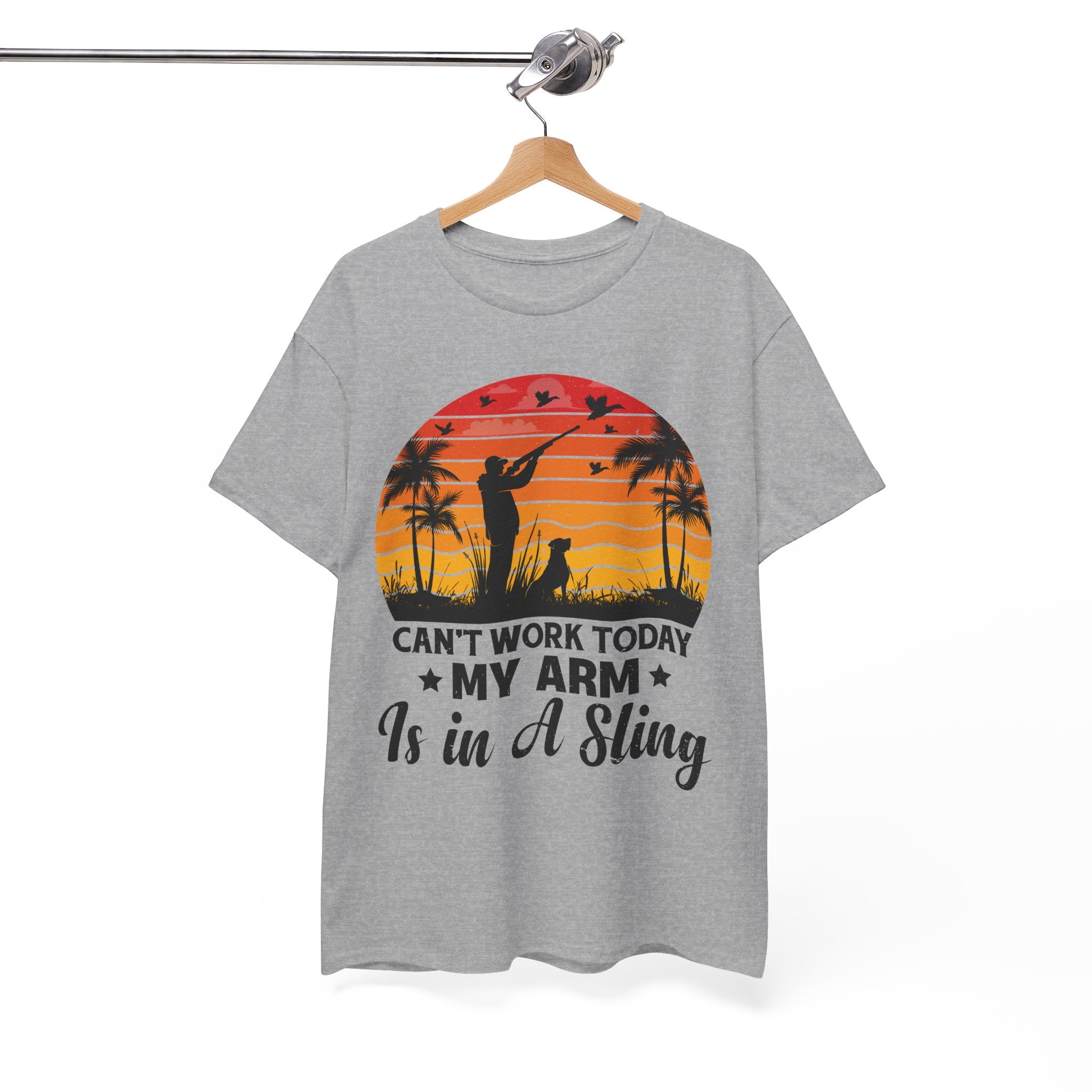Hunter & Dog Tee – Retro Sunset Scene | Gallory Hive