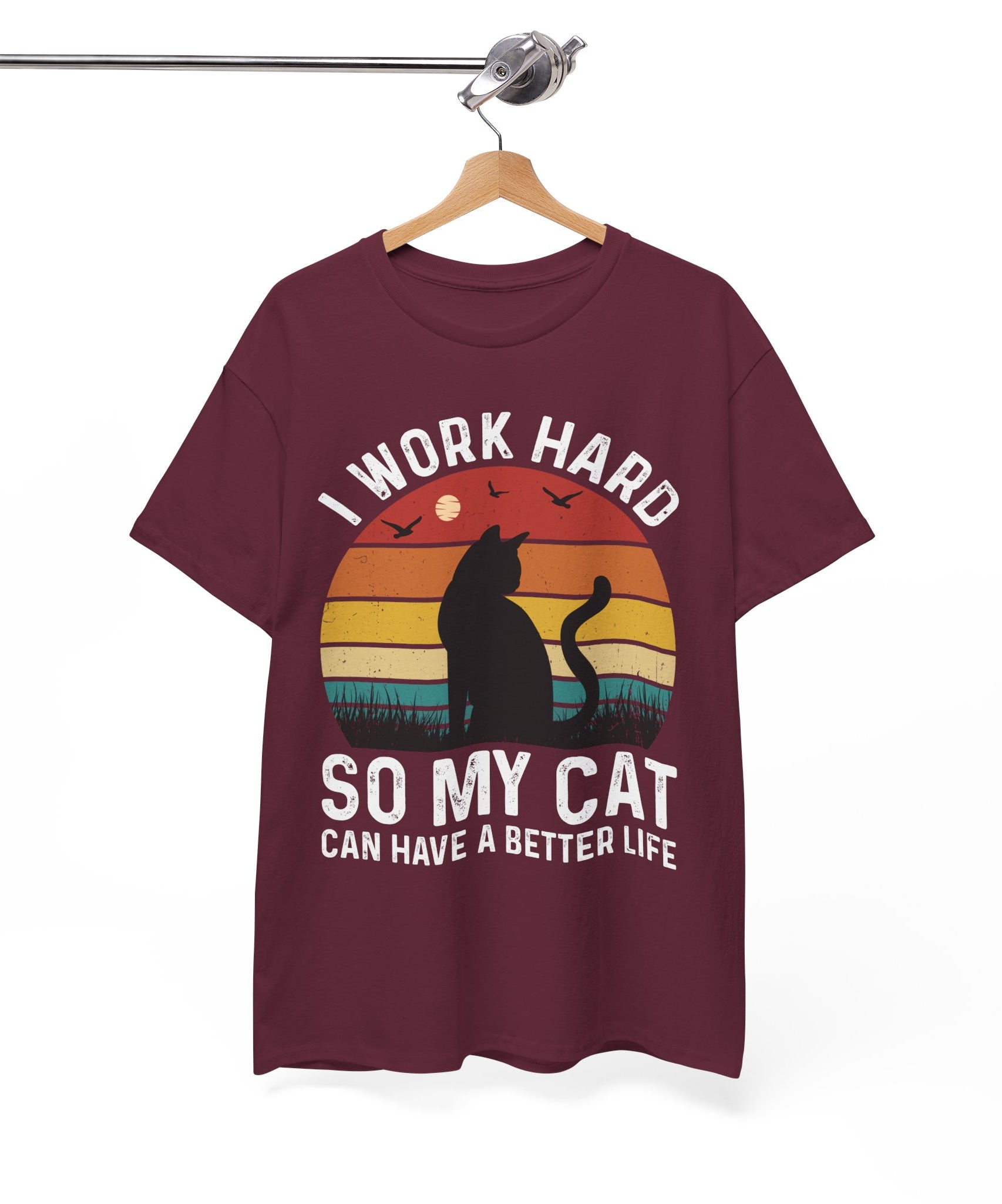 Retro Cat Lover Tee - Work Hard for My Pet | Gallory Hive