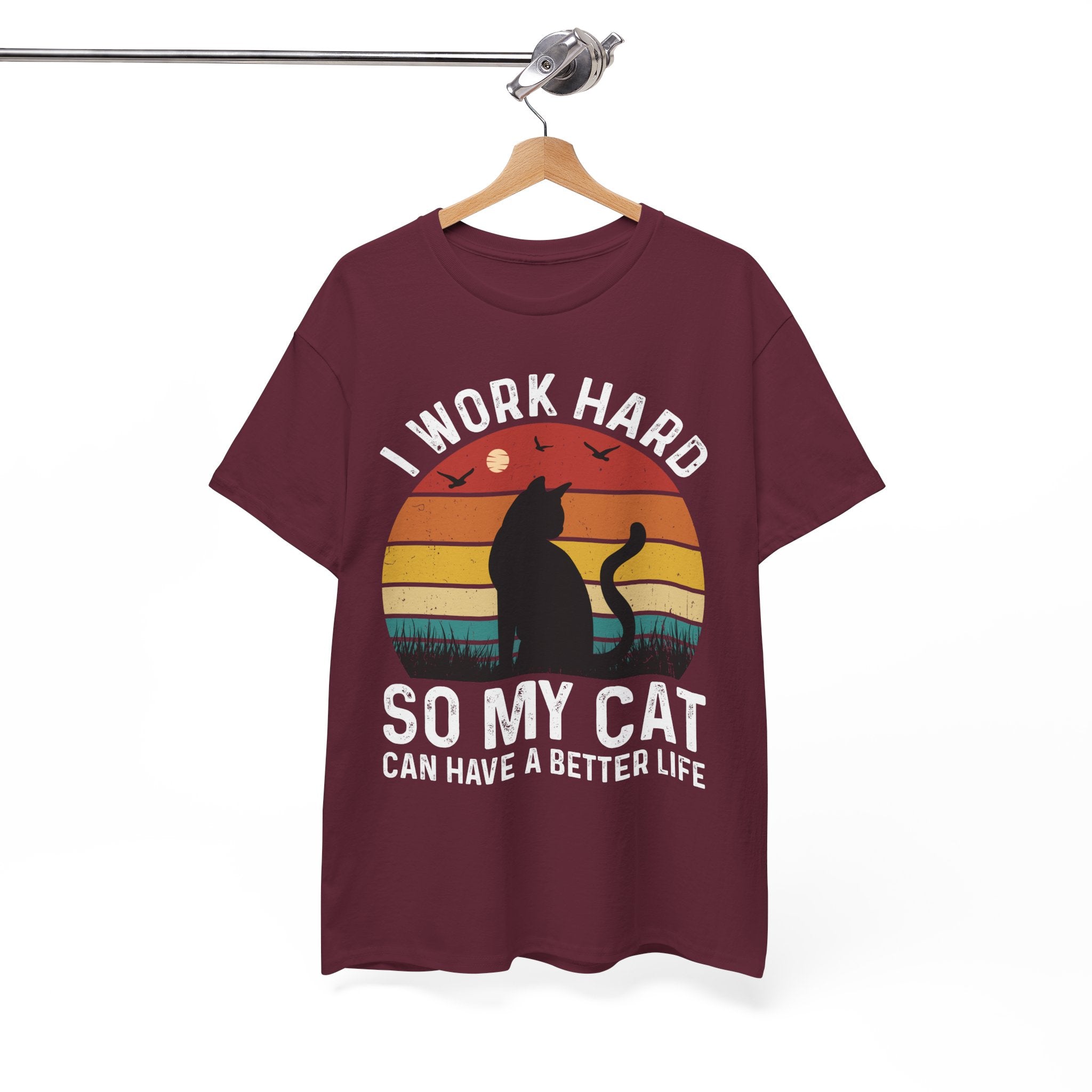 Retro Cat Lover Tee - Work Hard for My Pet | Gallory Hive