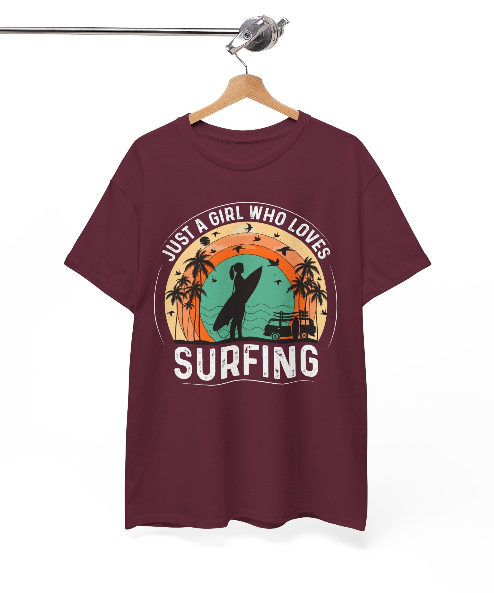 Beach Girl Surfing Retro Tee | Gallory Hive