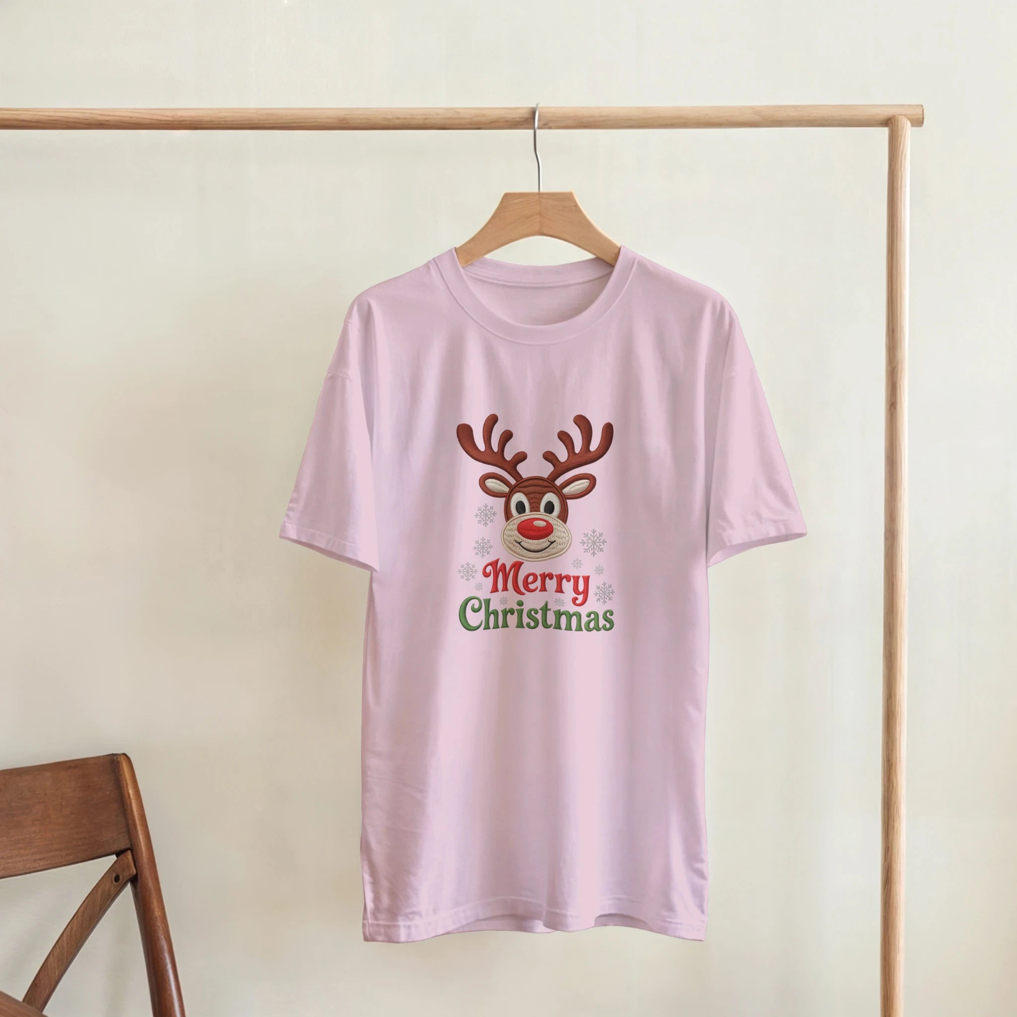 Festive Reindeer Merry Christmas Crewneck T-Shirt | Gallory Hive