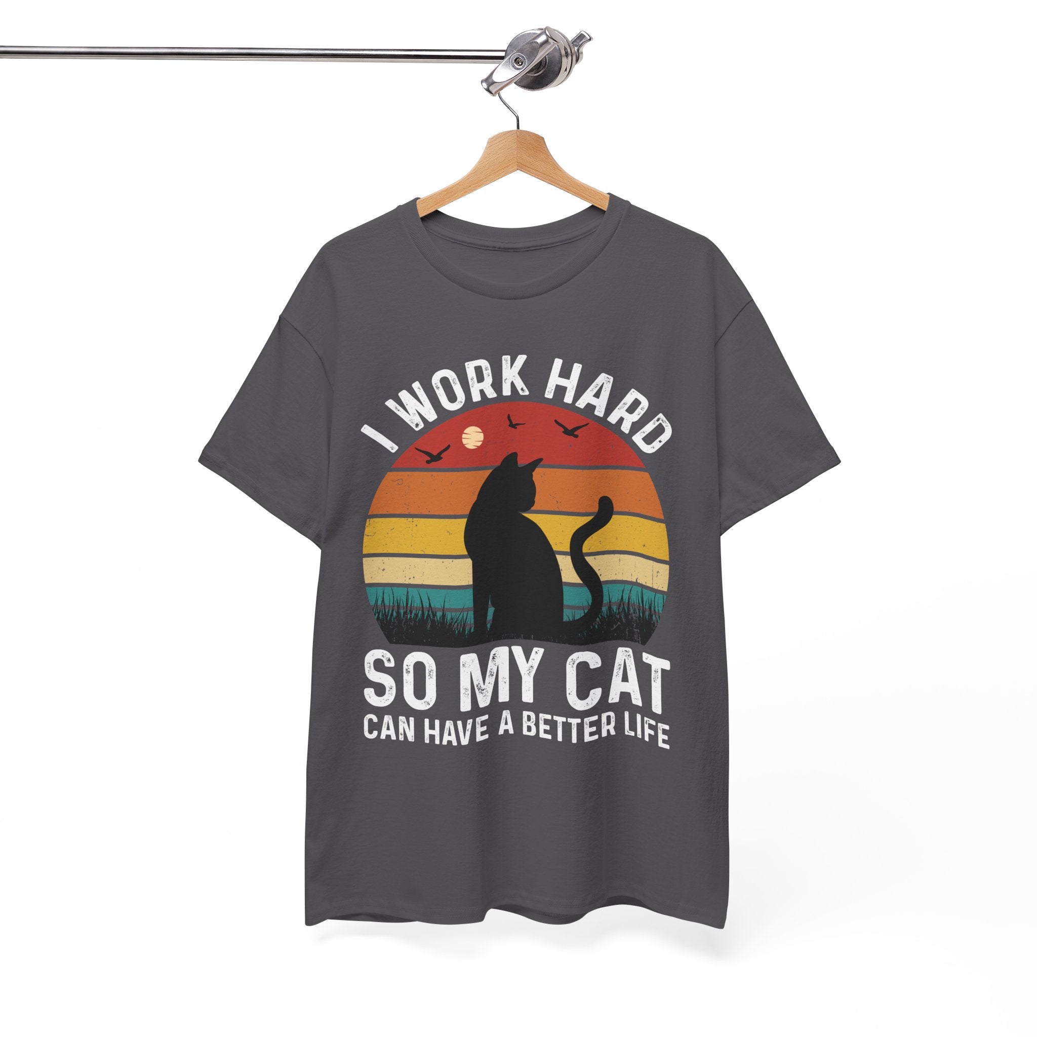 Retro Cat Lover Tee - Work Hard for My Pet | Gallory Hive