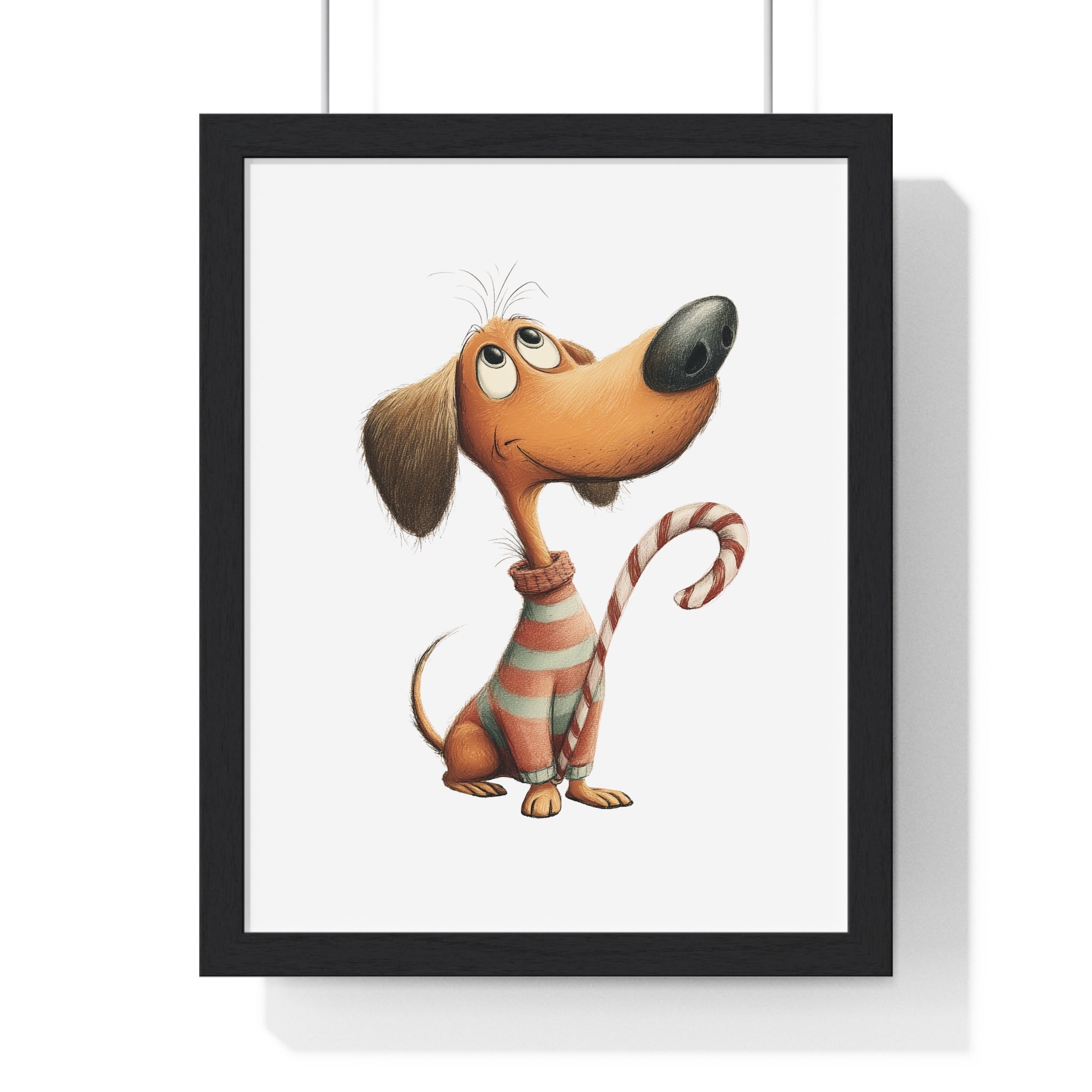 Wood Framed Candy Cane Dachshund Wall Art | Gallory Hive