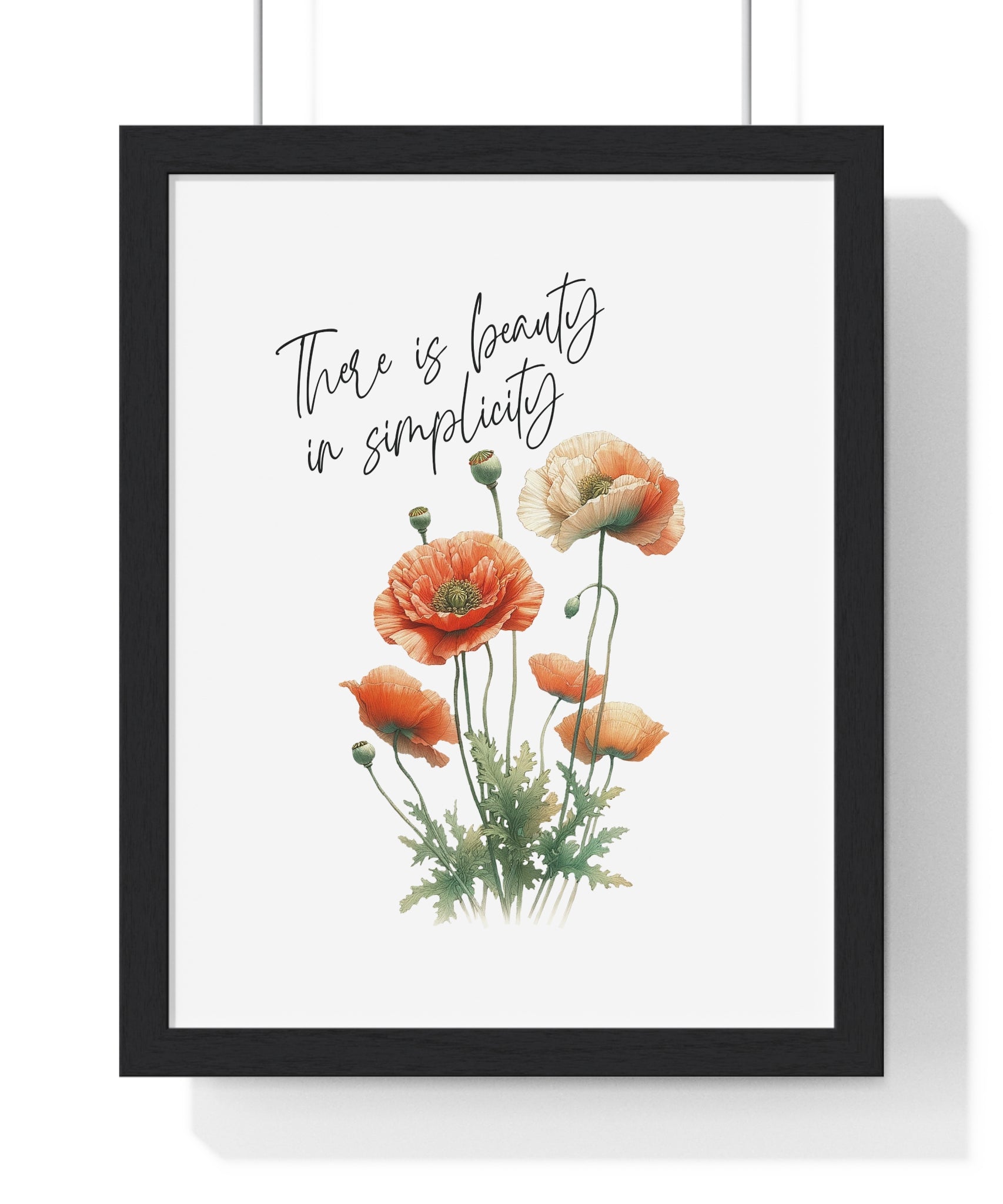 August Birth Flower Wall Art – Poppy | “There is Beauty in Simplicity” | Wooden Framed Botanical Print