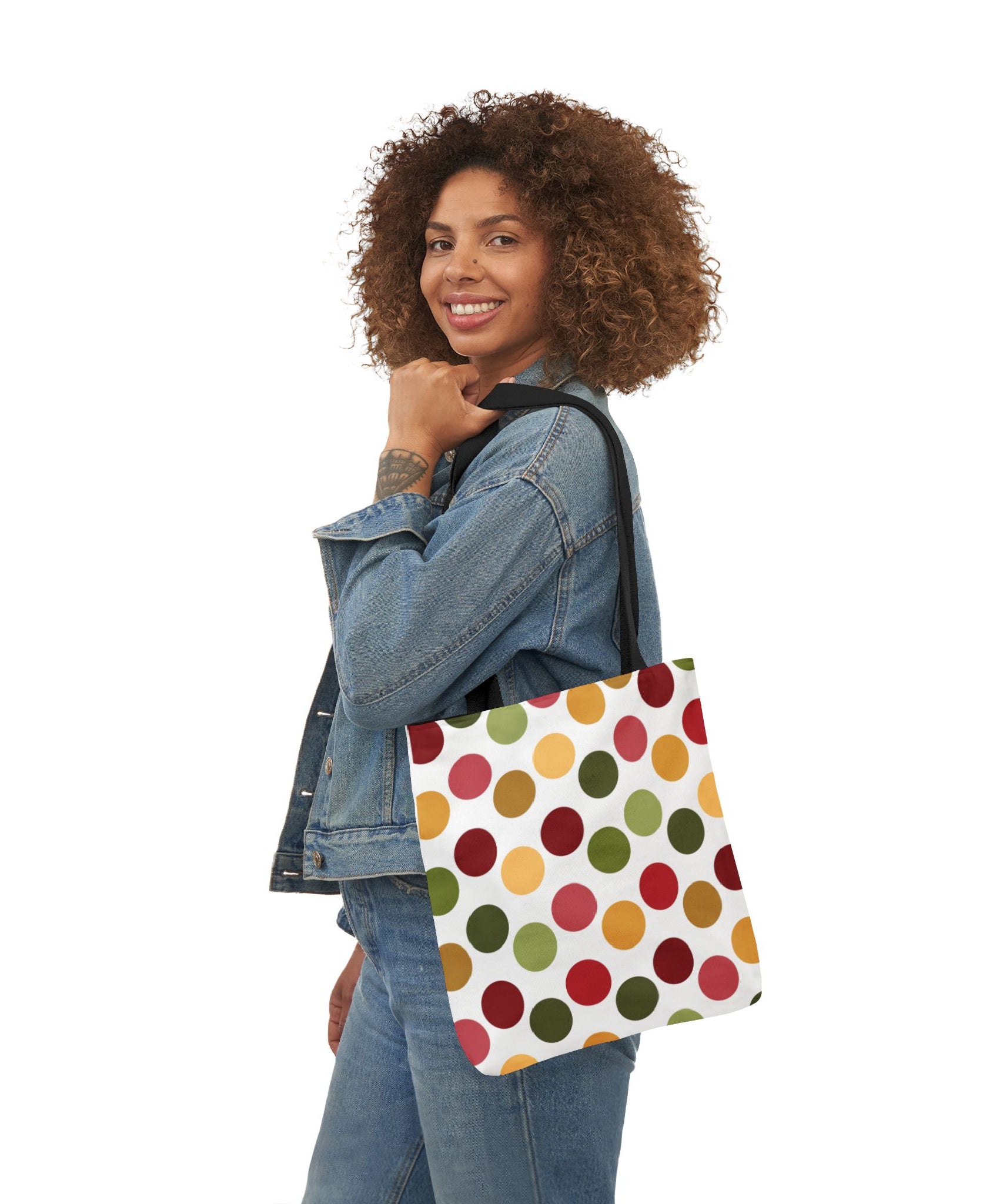 Colorful Polka Dot Canvas Tote Bag