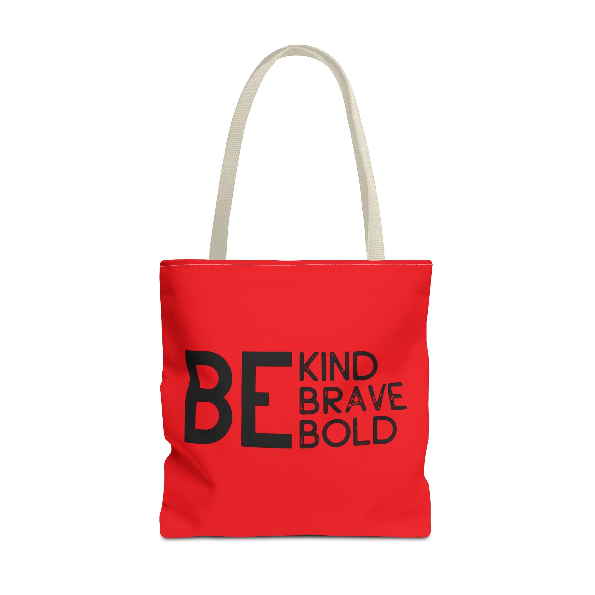 Inspirational Tote Bag - Be Kind Brave Bold - Eco-Friendly Carryall - Red