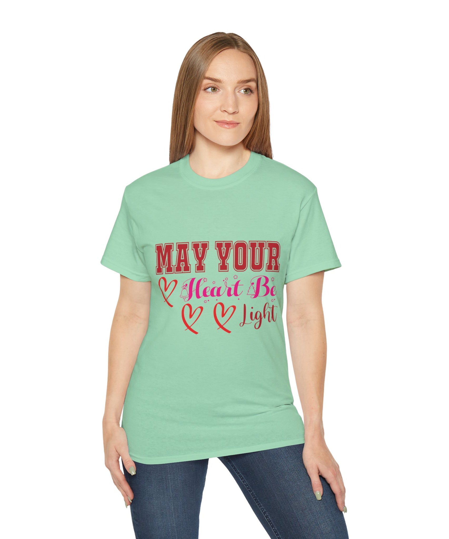 May Your Heart Be Light Christmas T-Shirt | Gallory Hive