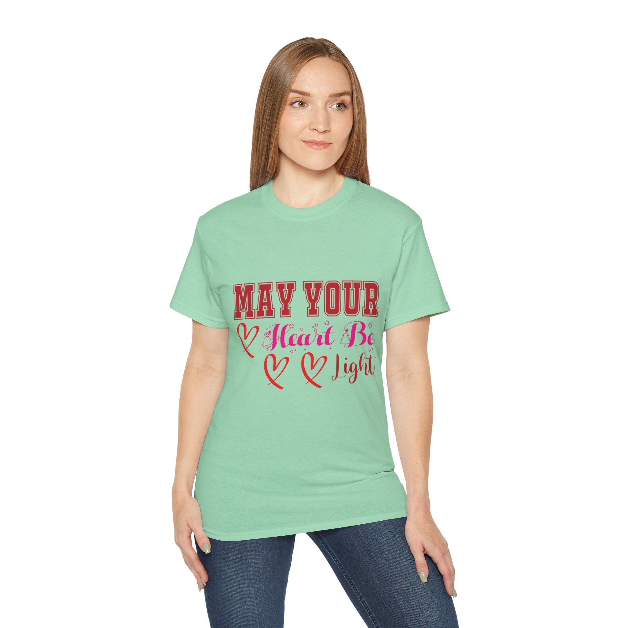 May Your Heart Be Light Christmas T-Shirt | Gallory Hive