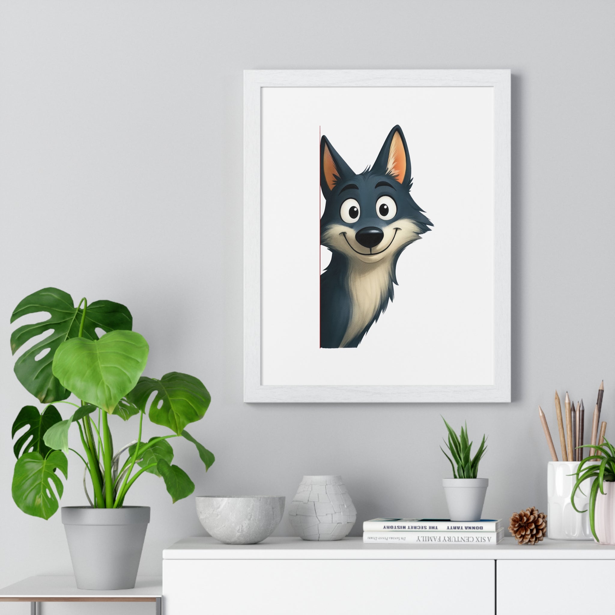 Smiling Wolf Wooden Frame Wall Décor