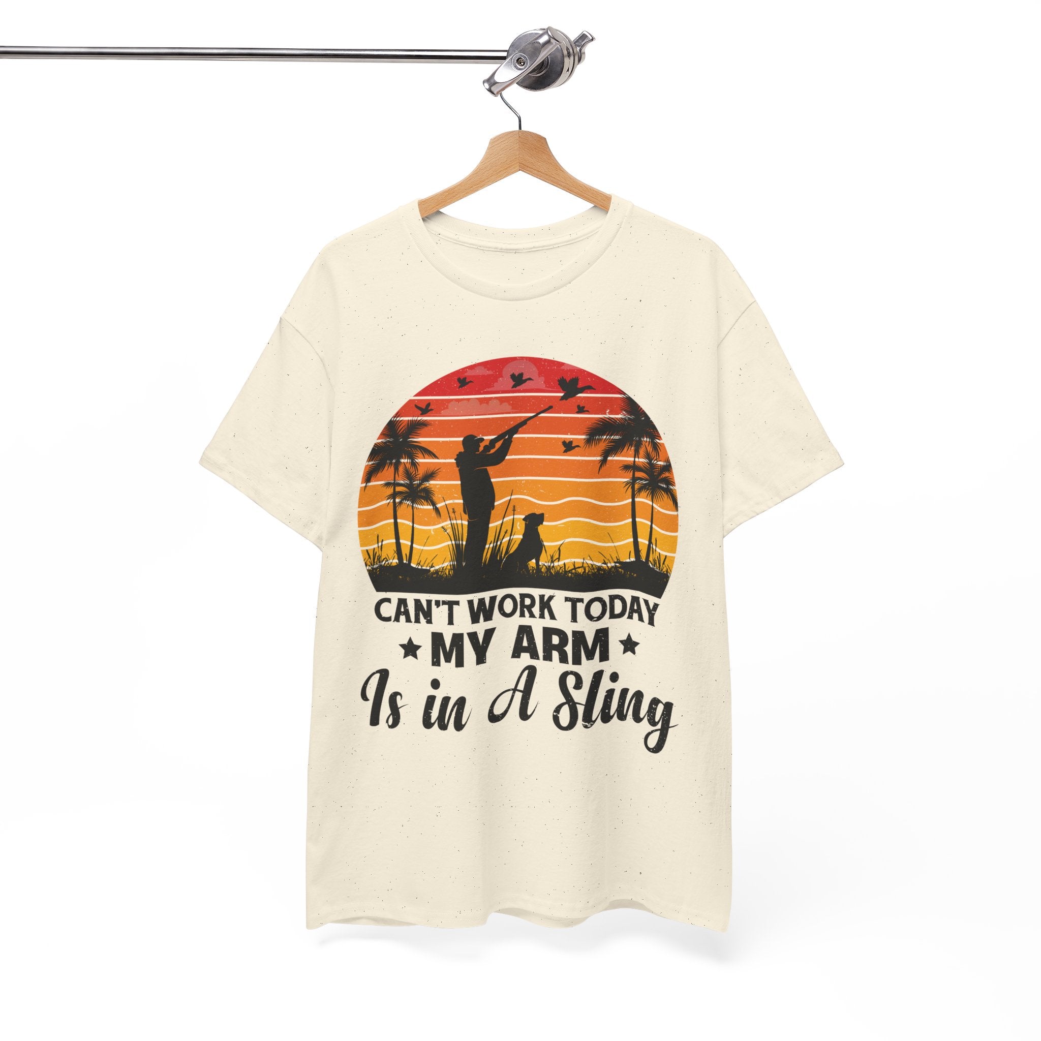 Hunter & Dog Tee – Retro Sunset Scene
