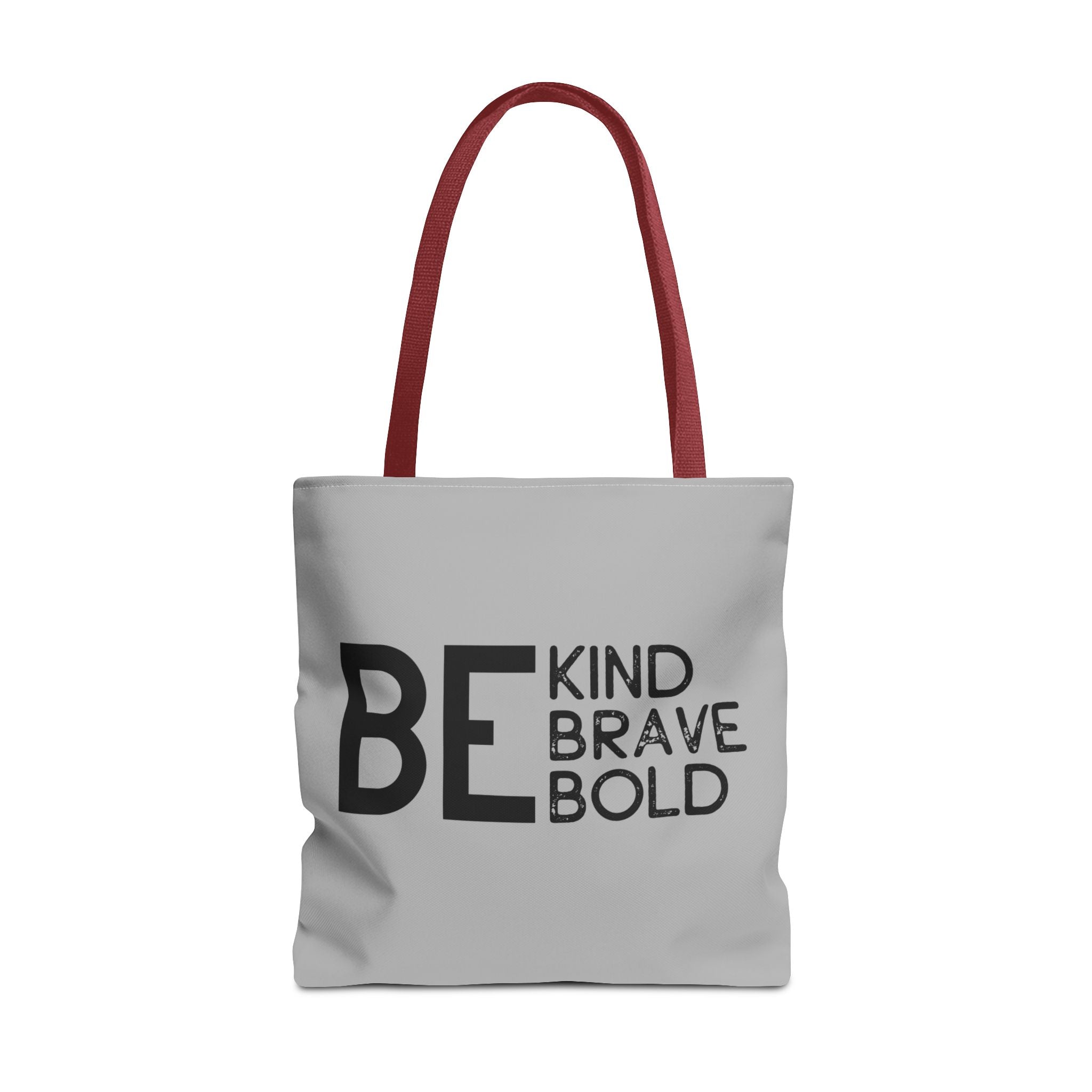 Inspirational Tote Bag - Be Kind Brave Bold - Eco-Friendly Carryall - Light Grey