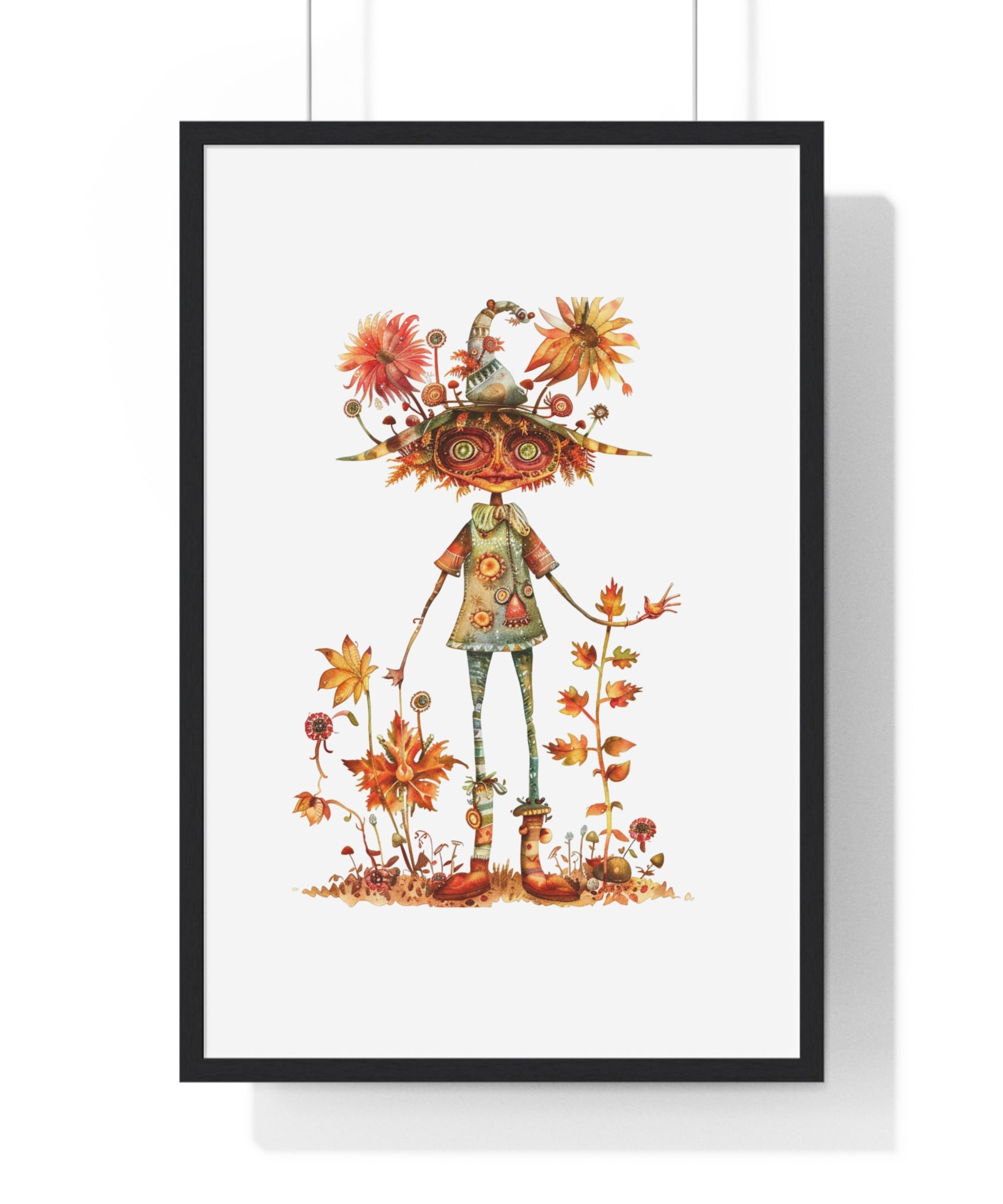 Eccentric Autumn Wizard Wooden Framed Wall Art