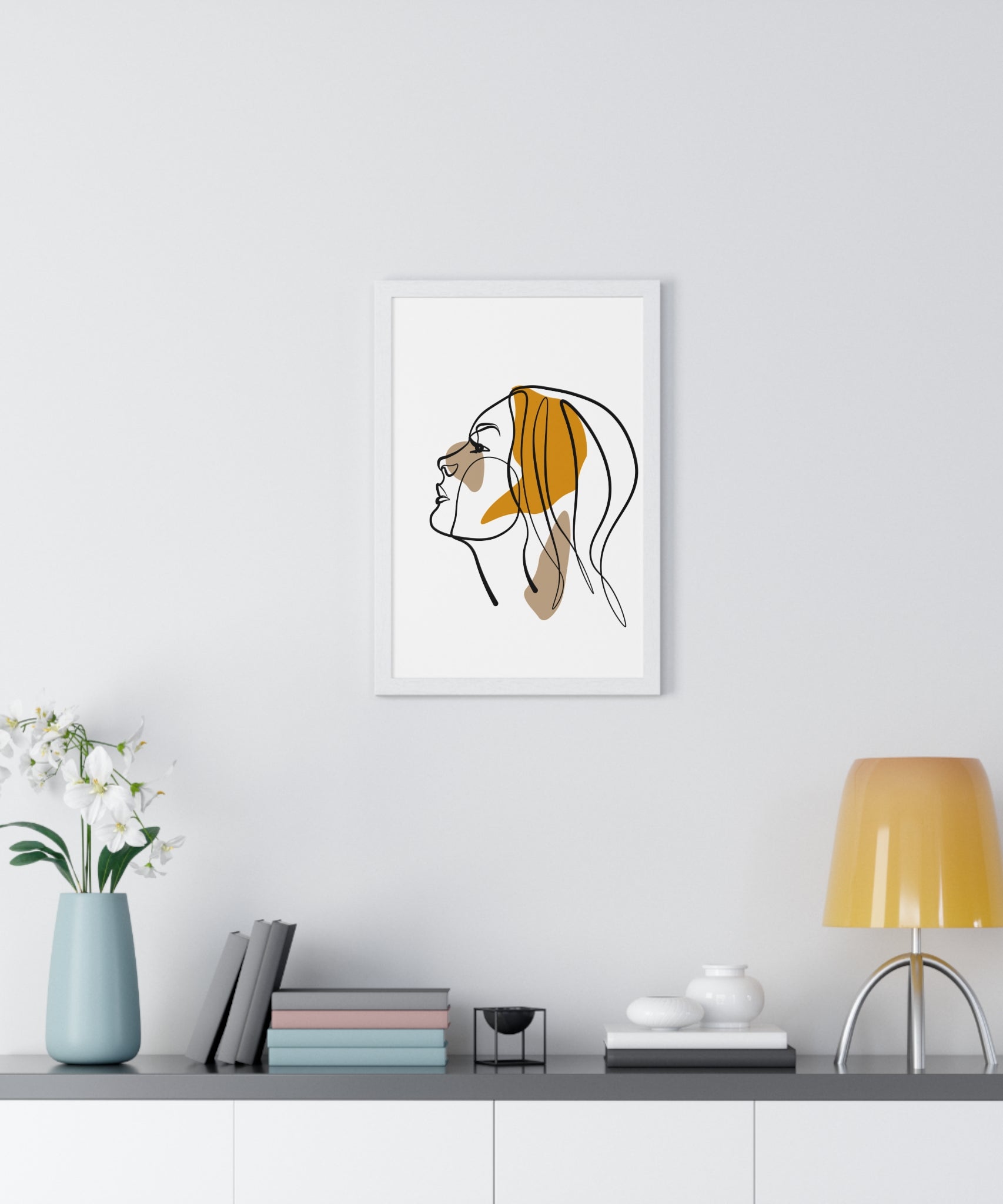 Abstract Woman Face Art – Framed Minimalist Print