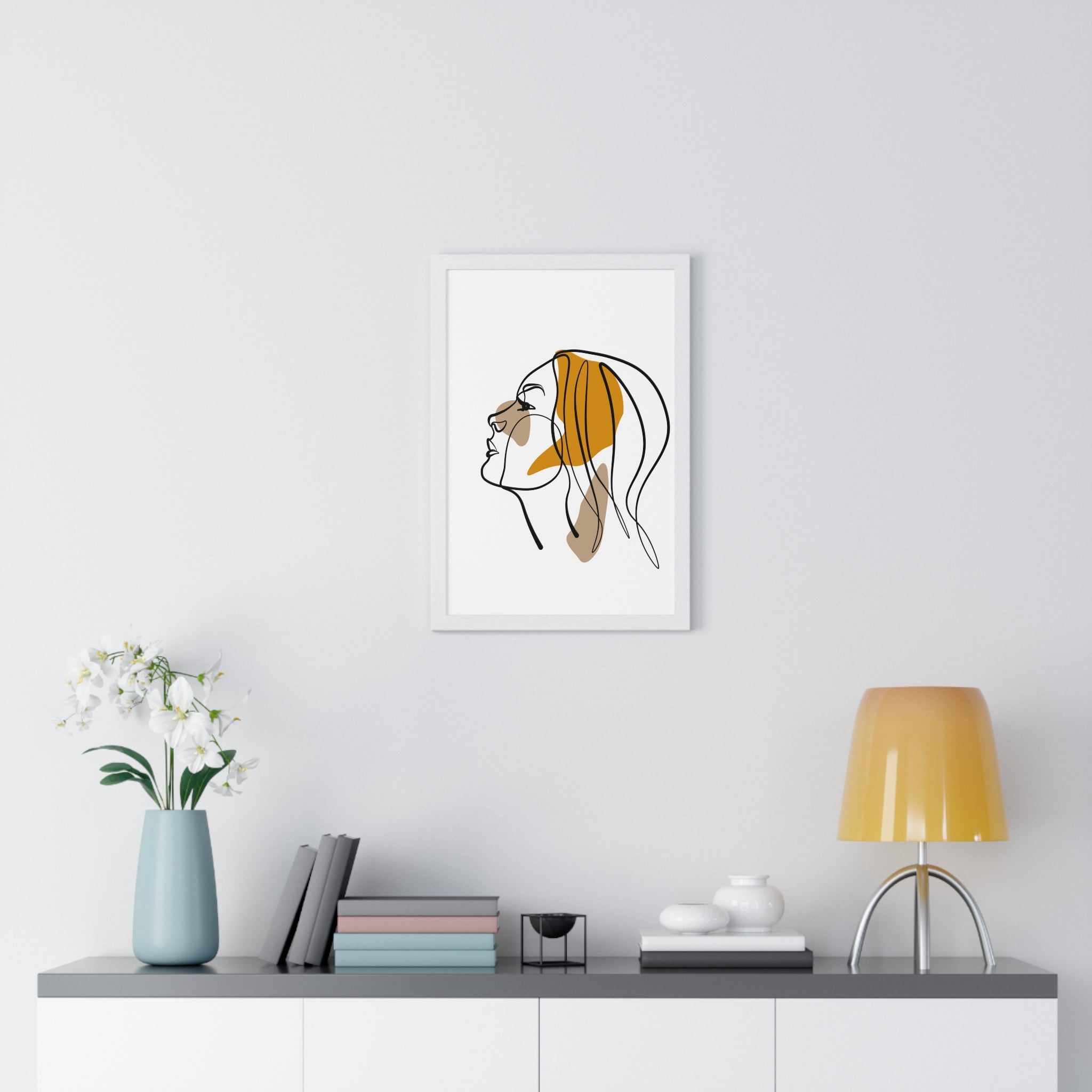 Abstract Woman Face Art – Framed Minimalist Print
