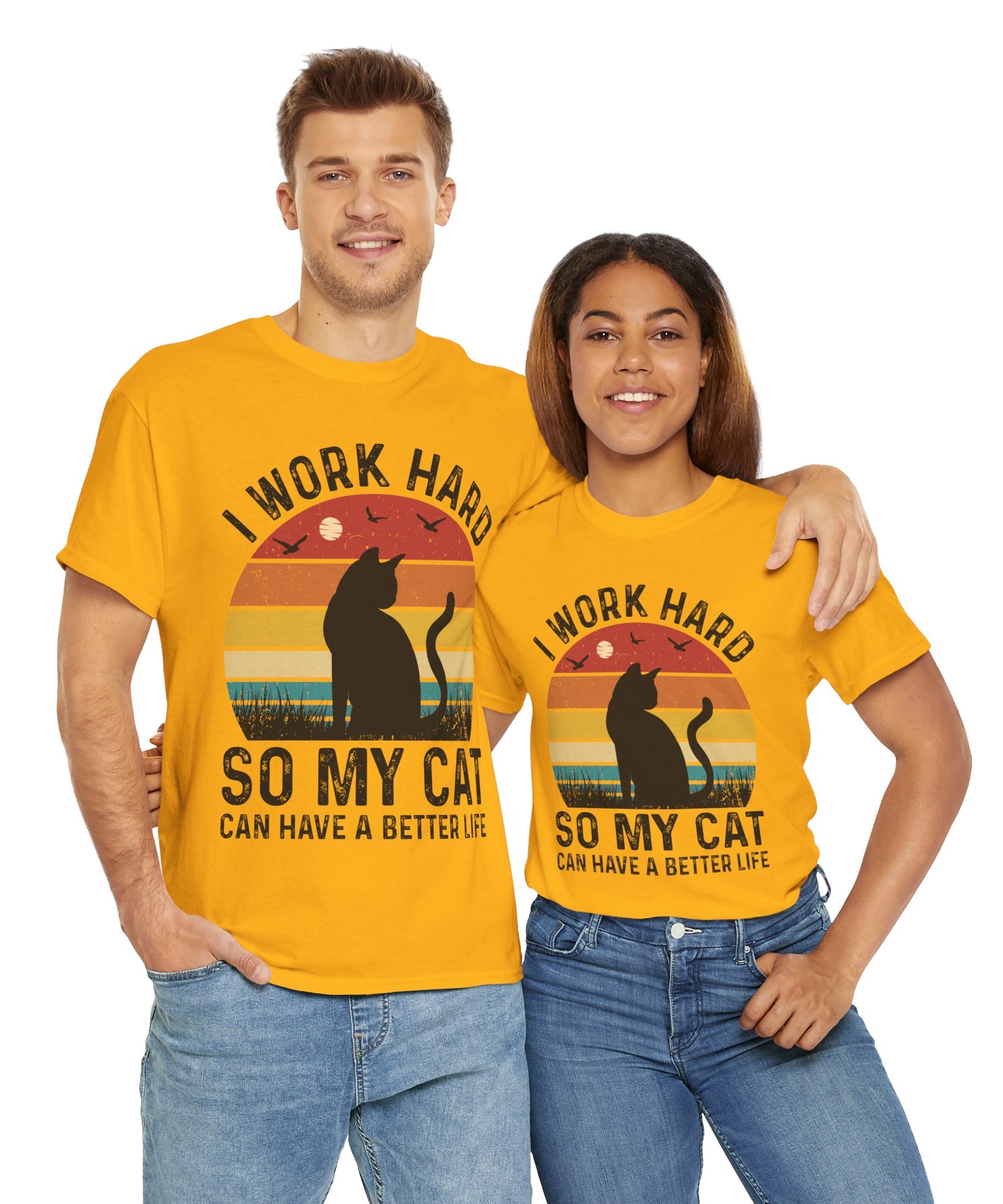Retro Cat Lover Tee - Work Hard for My Pet
