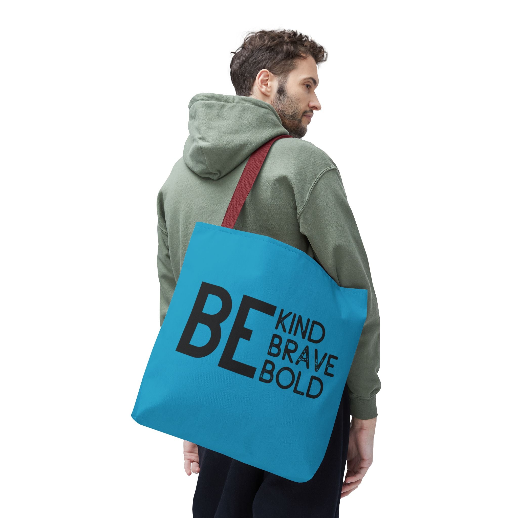 Inspirational Tote Bag - Be Kind Brave Bold - Eco-Friendly Carryall - Turquoise