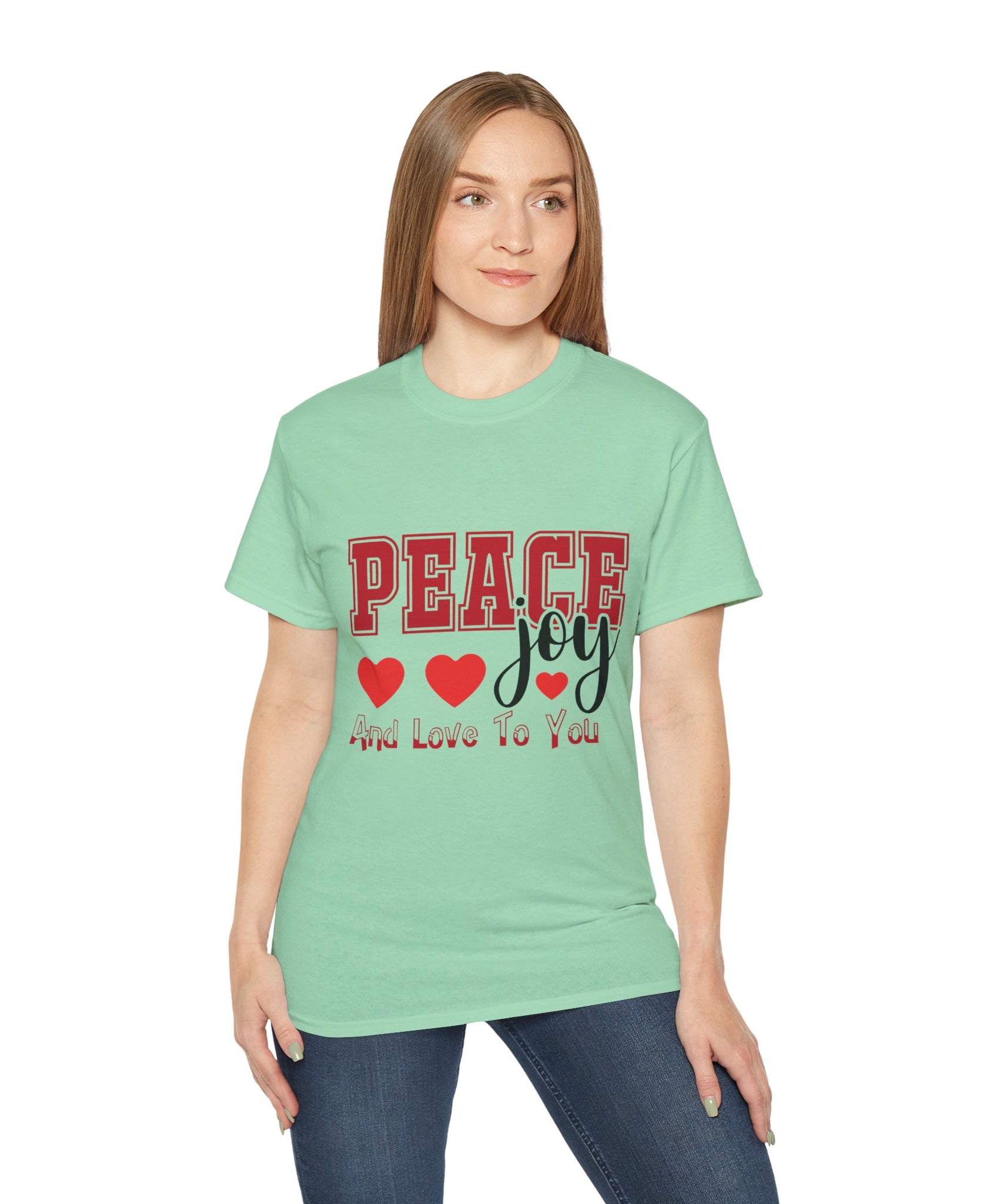 Peace, Joy & Love Retro Christmas T-Shirt | Gallory Hive