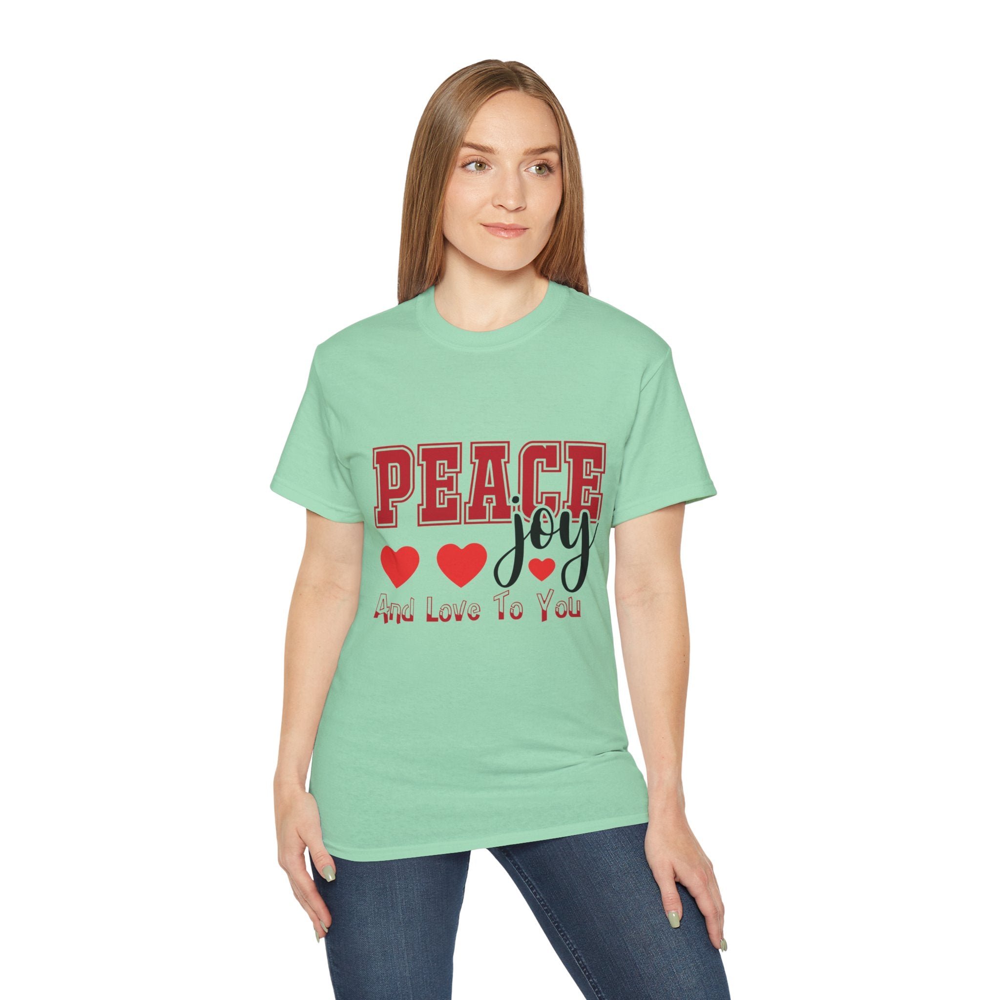 Peace, Joy & Love Retro Christmas T-Shirt | Gallory Hive