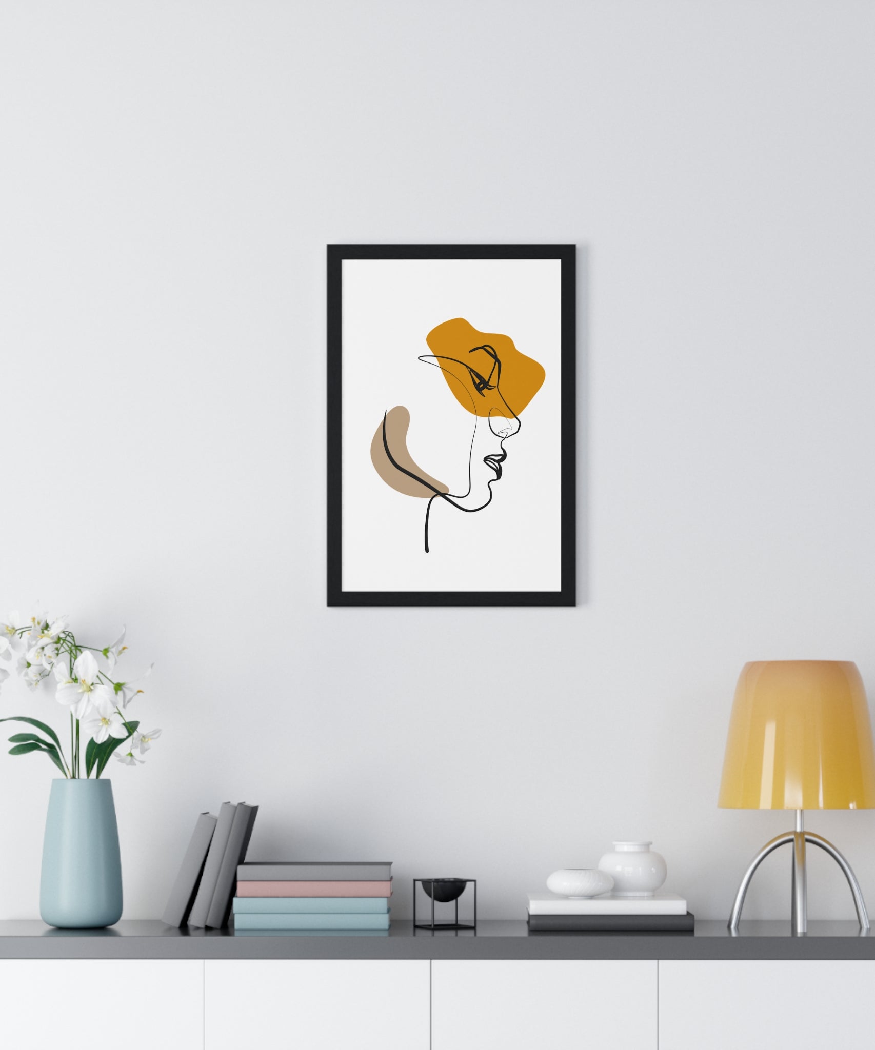 Abstract Profile Line Art – Framed Face Print