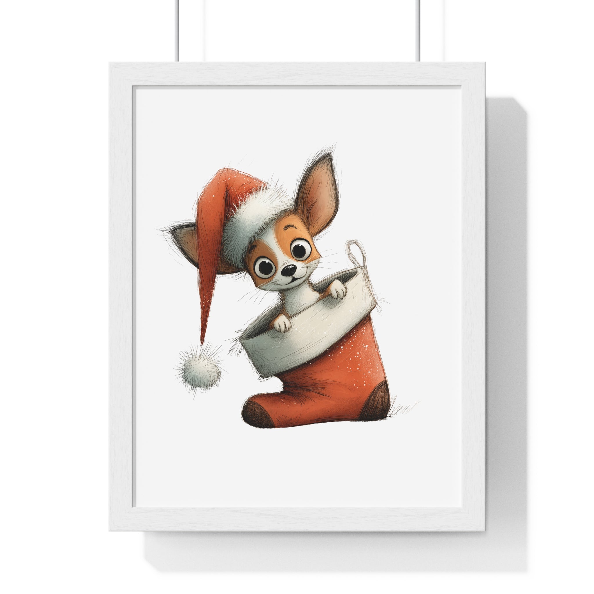 Festive Chihuahua in Christmas Stocking – Wooden Wall Frame Decor - Gallory Hive