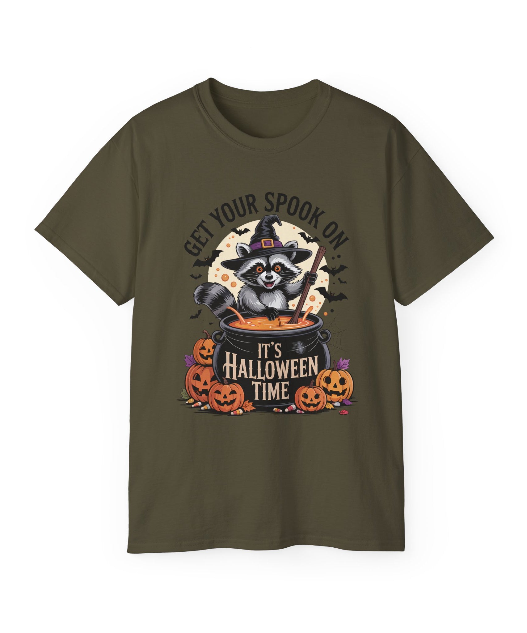 Halloween Raccoon Tee - Spook On Witch Design | Gallory Hive