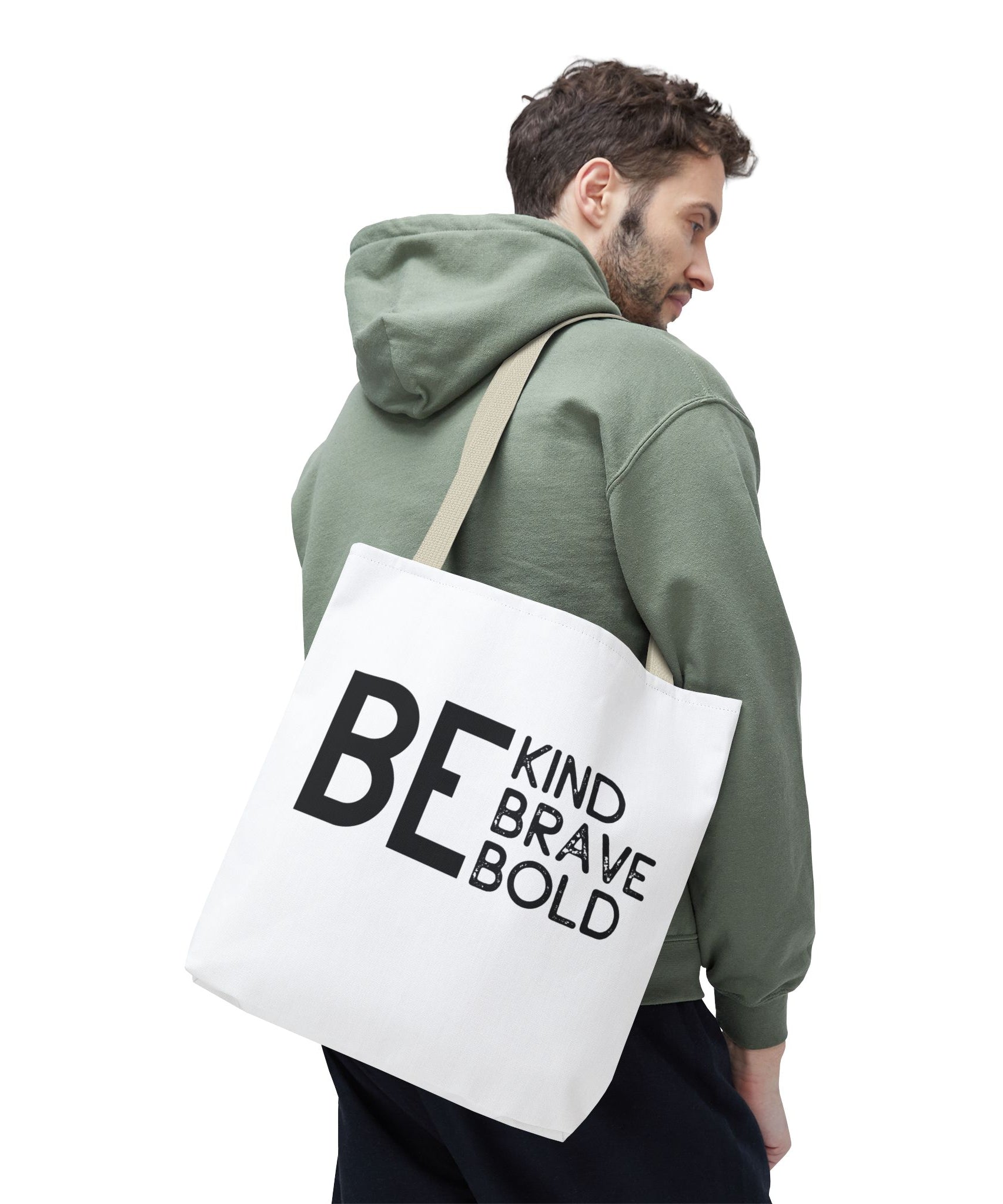 Inspirational Tote Bag - Be Kind Brave Bold - Eco-Friendly Carryall