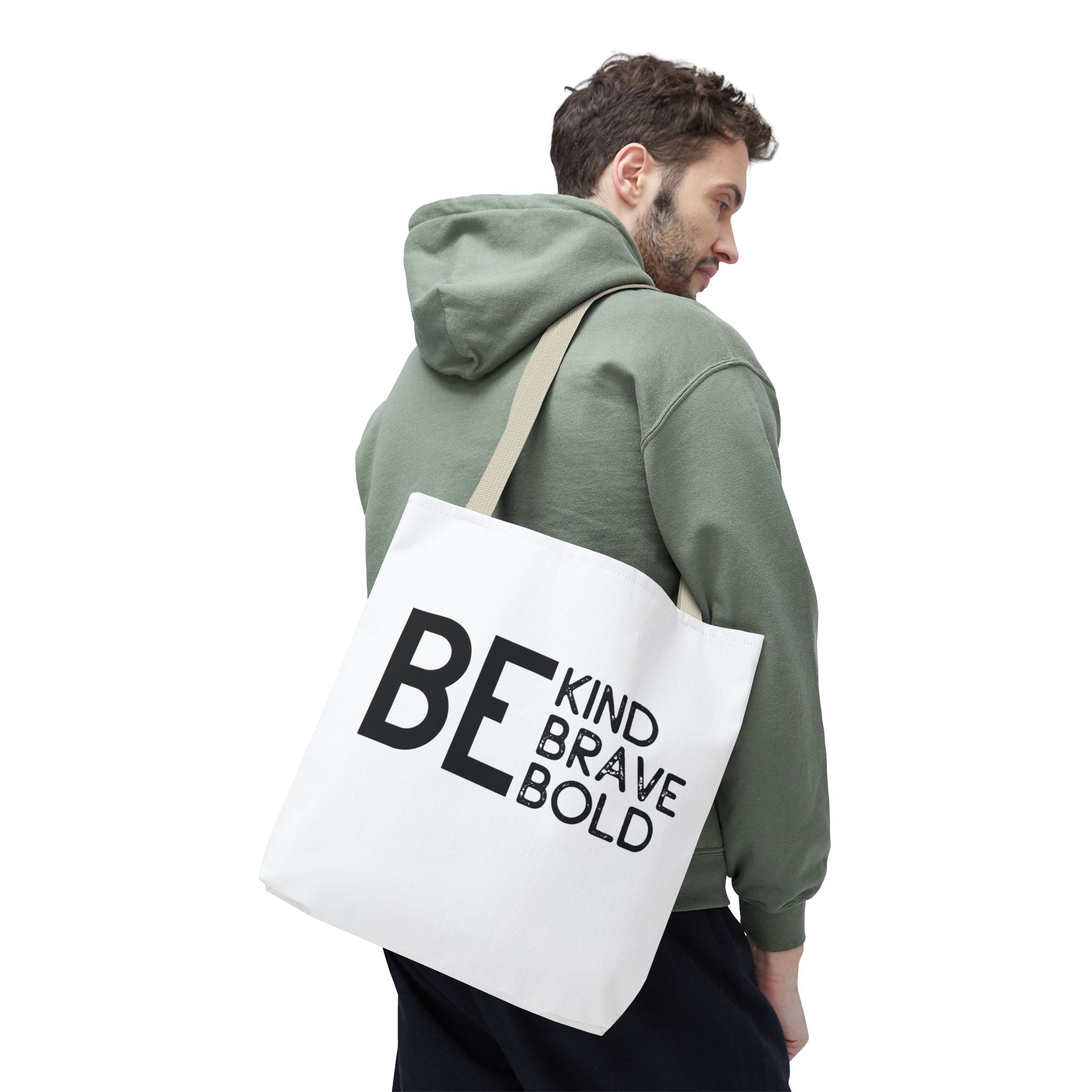 Inspirational Tote Bag - Be Kind Brave Bold - Eco-Friendly Carryall