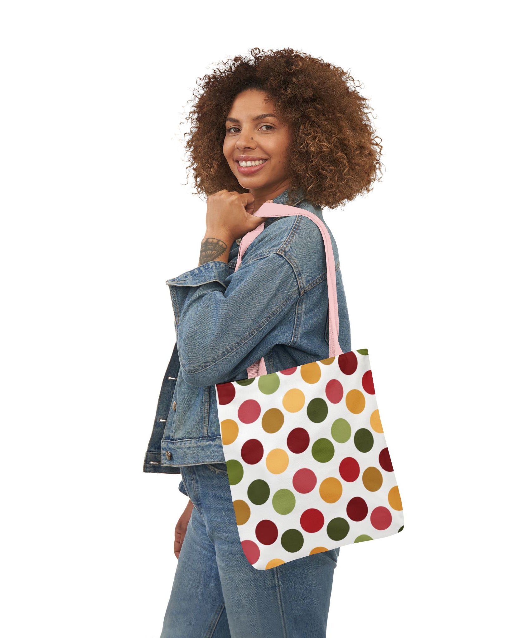 Colorful Polka Dot Canvas Tote Bag