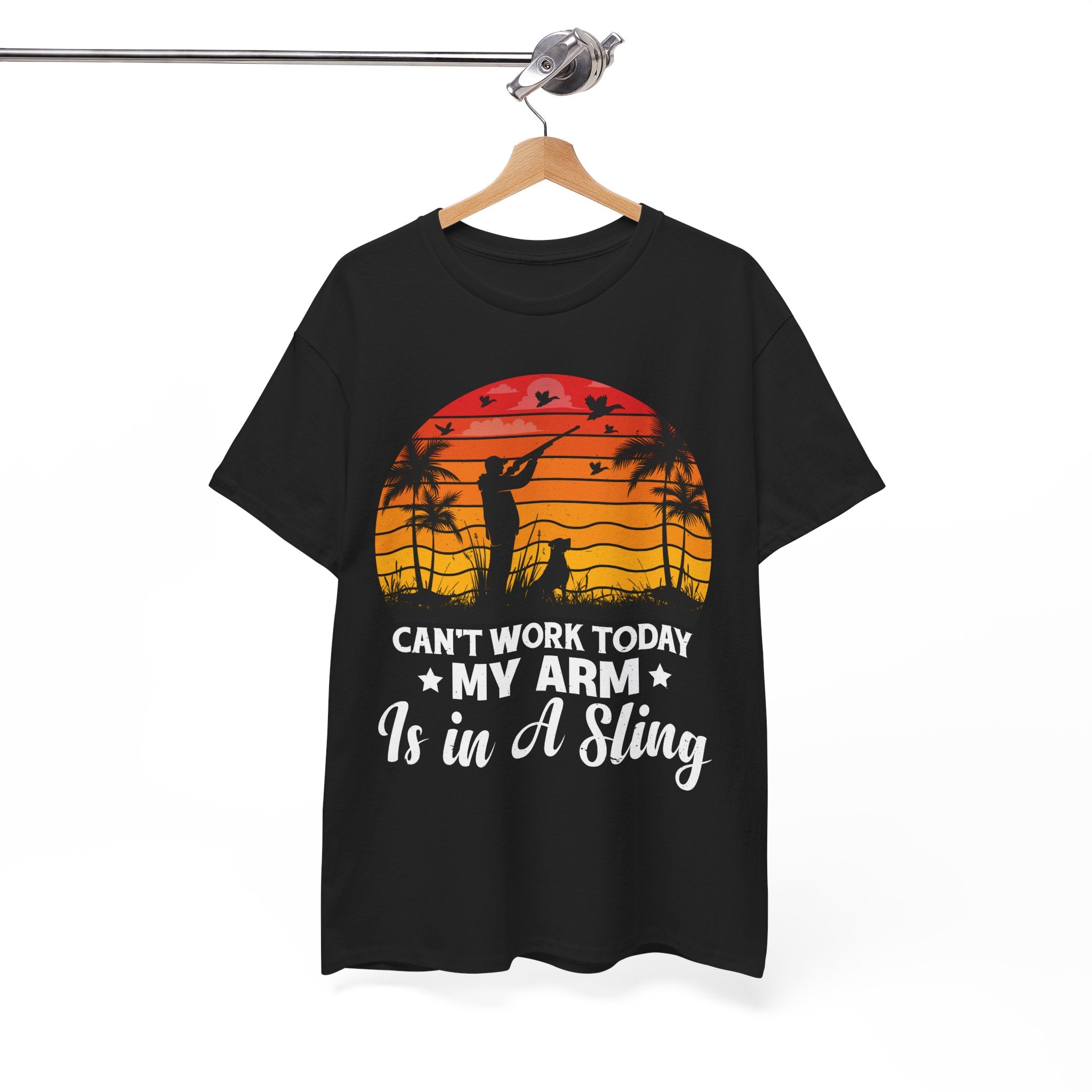 Hunter & Dog Tee – Retro Sunset Scene | Gallory Hive