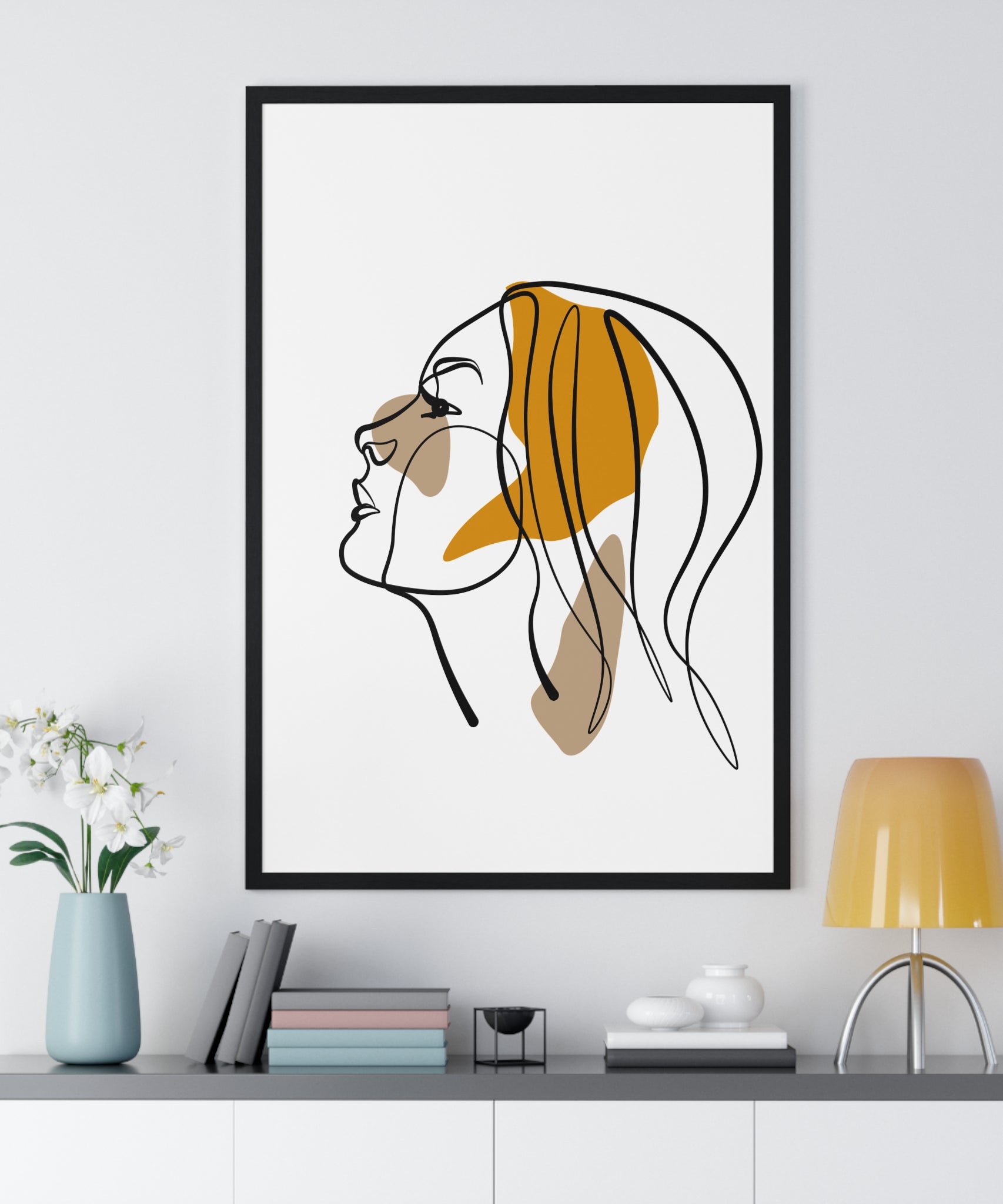 Abstract Woman Face Art – Framed Minimalist Print | Gallory Hive