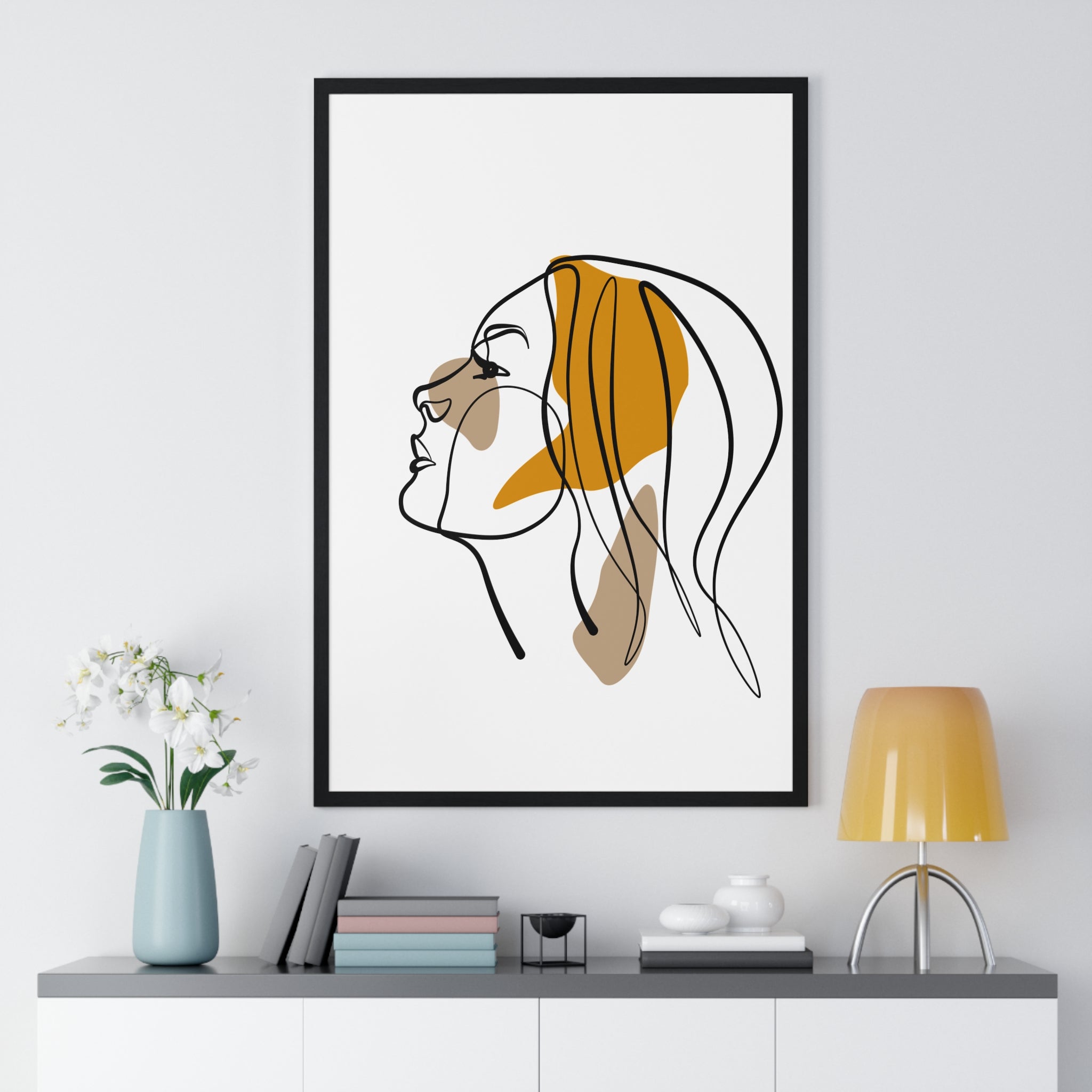 Abstract Woman Face Art – Framed Minimalist Print | Gallory Hive