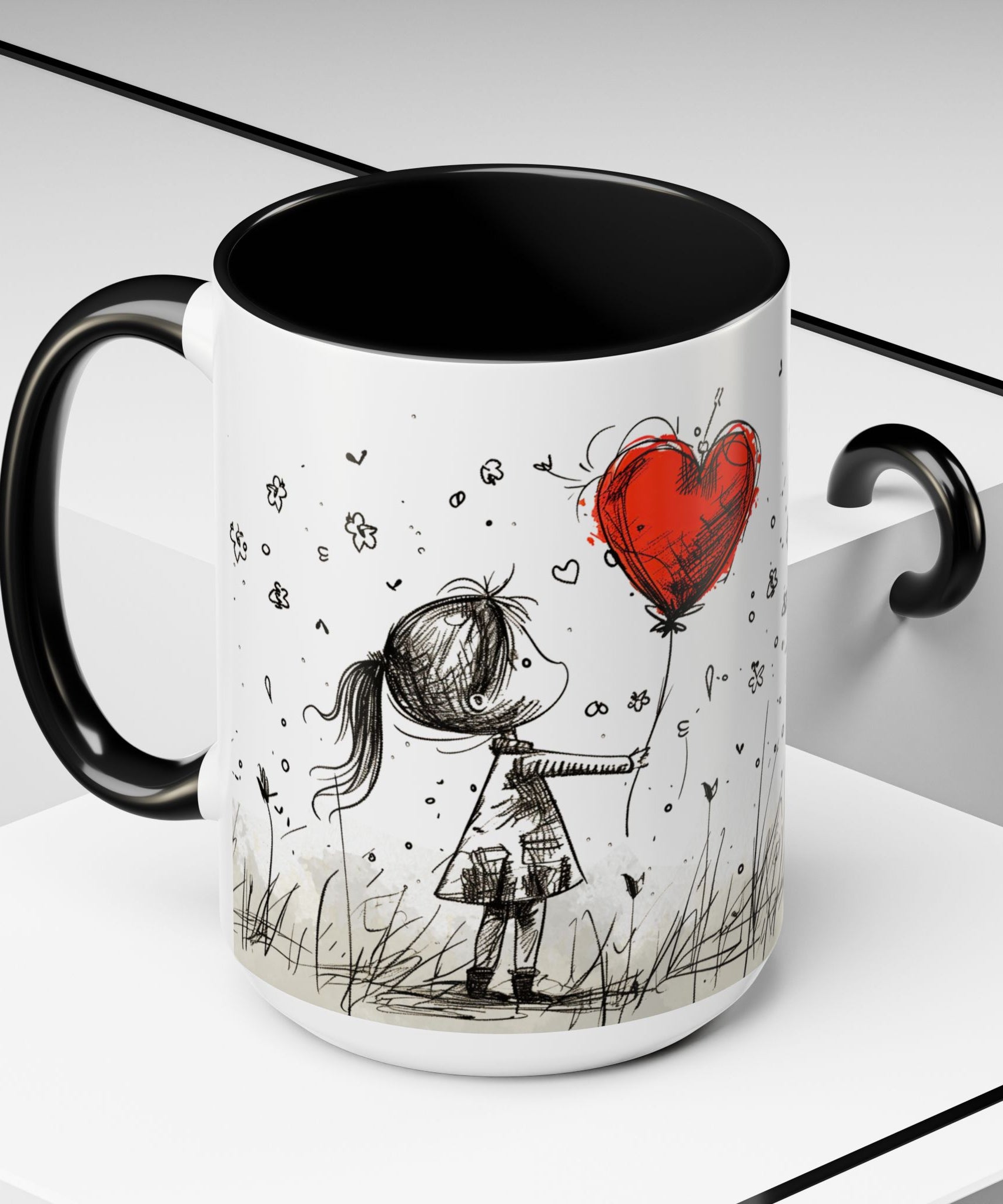 Love Heart Sketch Ceramic Coffee Mug | Gallory Hive