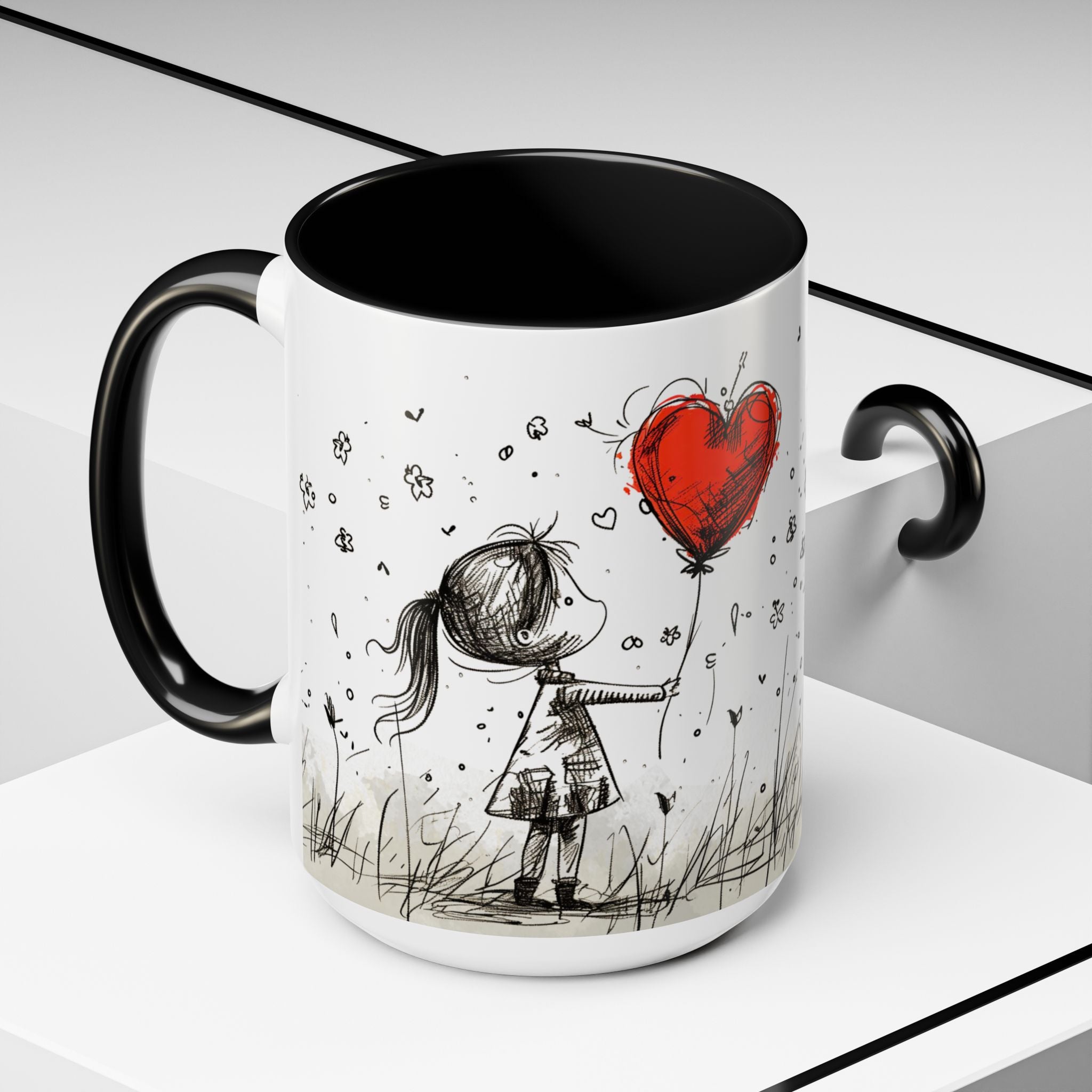 Love Heart Sketch Ceramic Coffee Mug | Gallory Hive