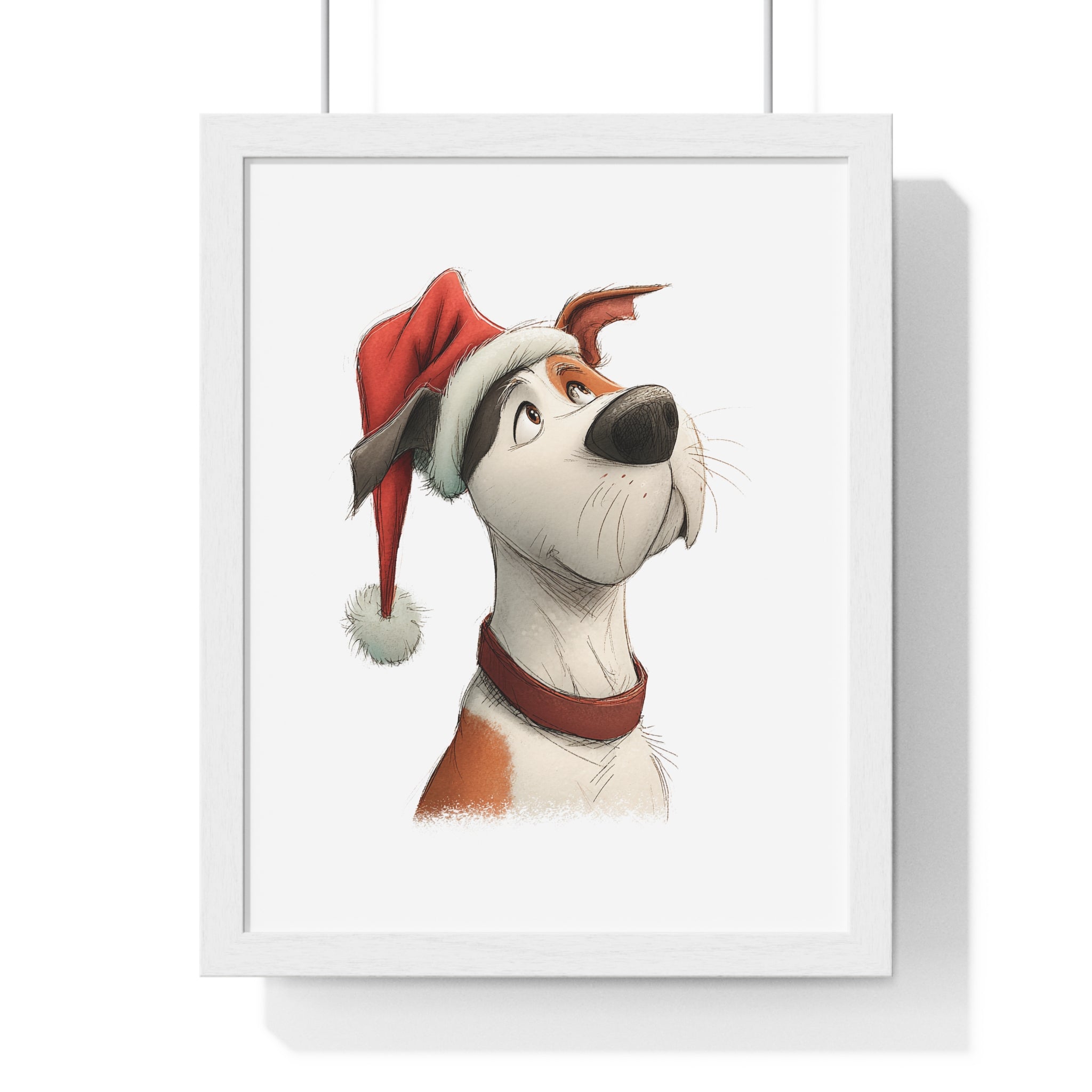 Thoughtful Holiday Pup – Framed Wooden Wall Art - Gallory Hive