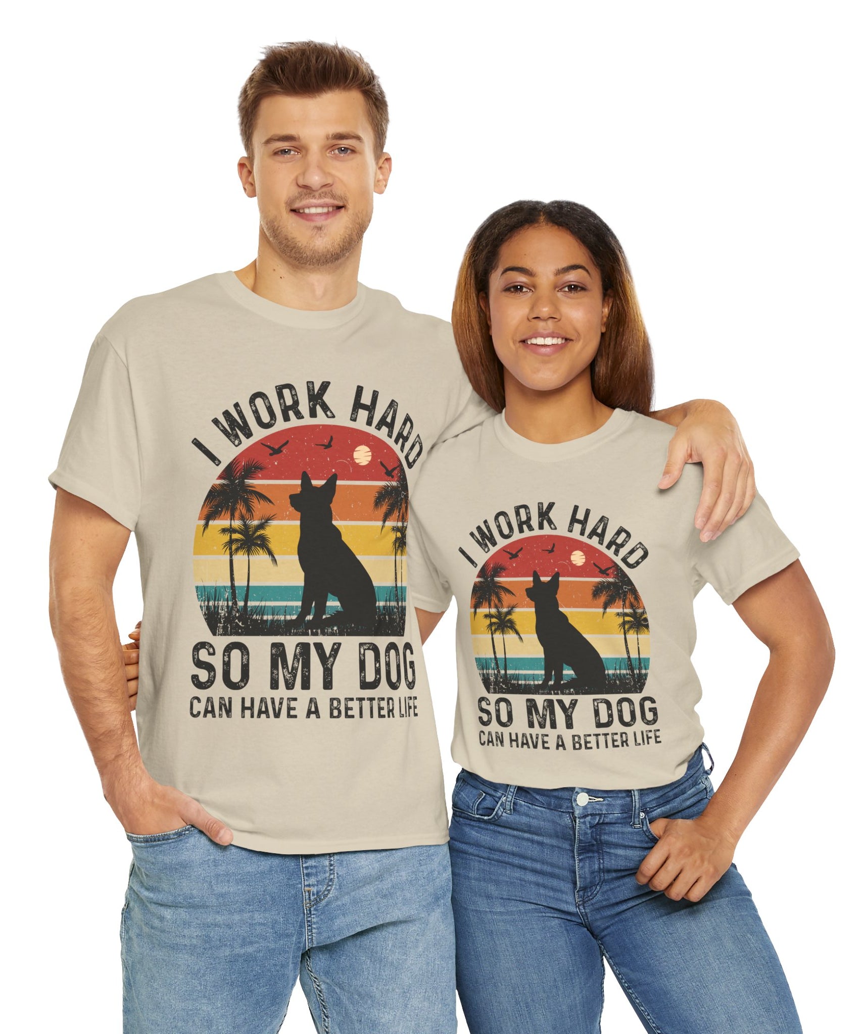 Retro Dog Lover Tee - Work Hard for My Pet