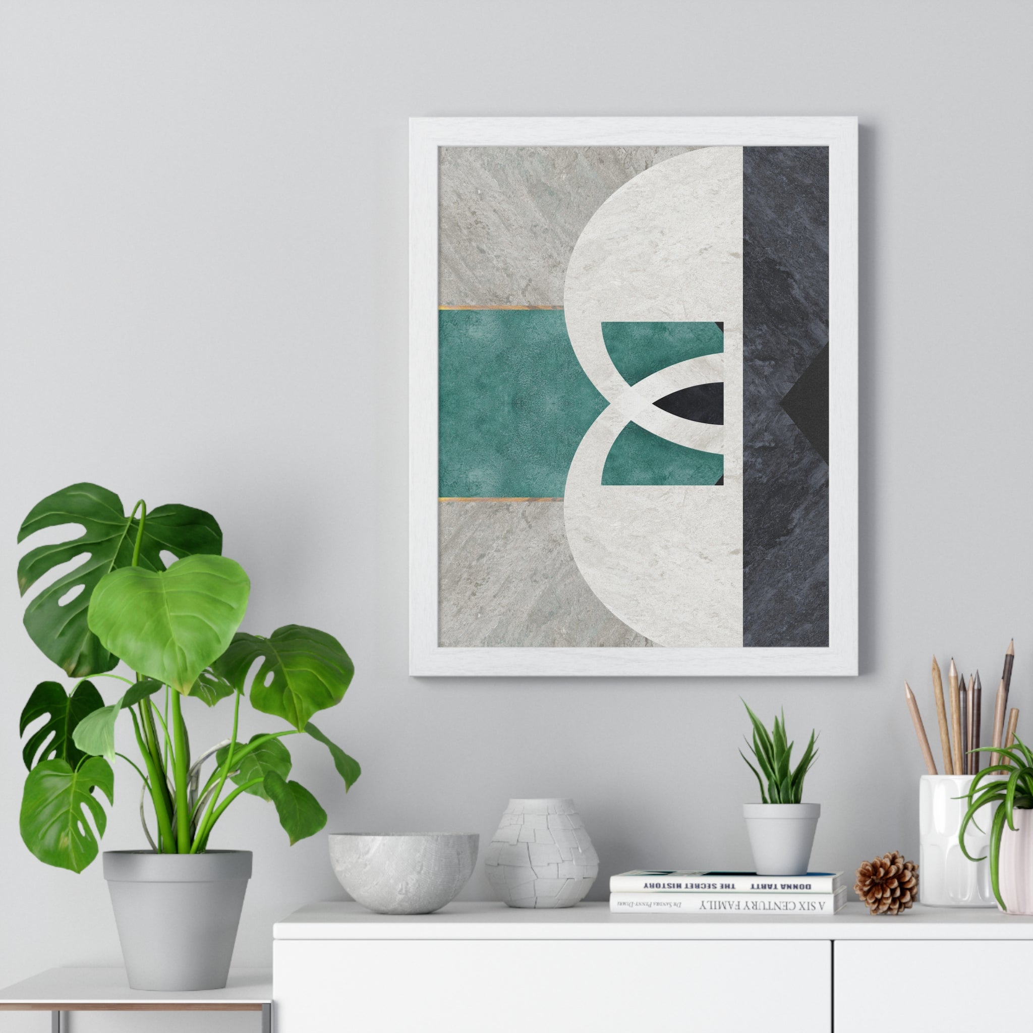 Modern Botanical Leaf Art on Premium Wood Framed Posters – Abstract Nature Wall Decor