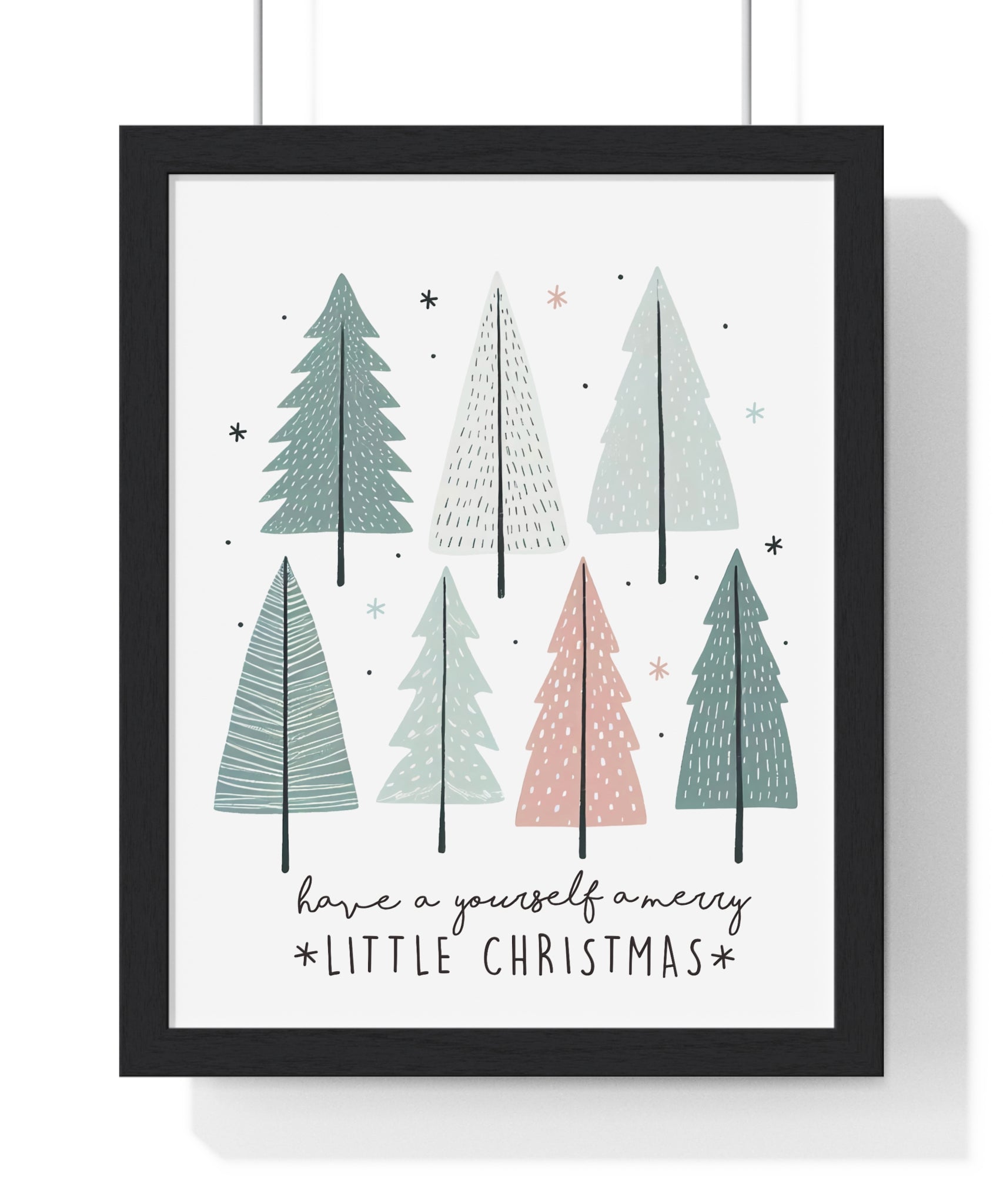 Merry Little Christmas Pastel Tree Framed Wall Art