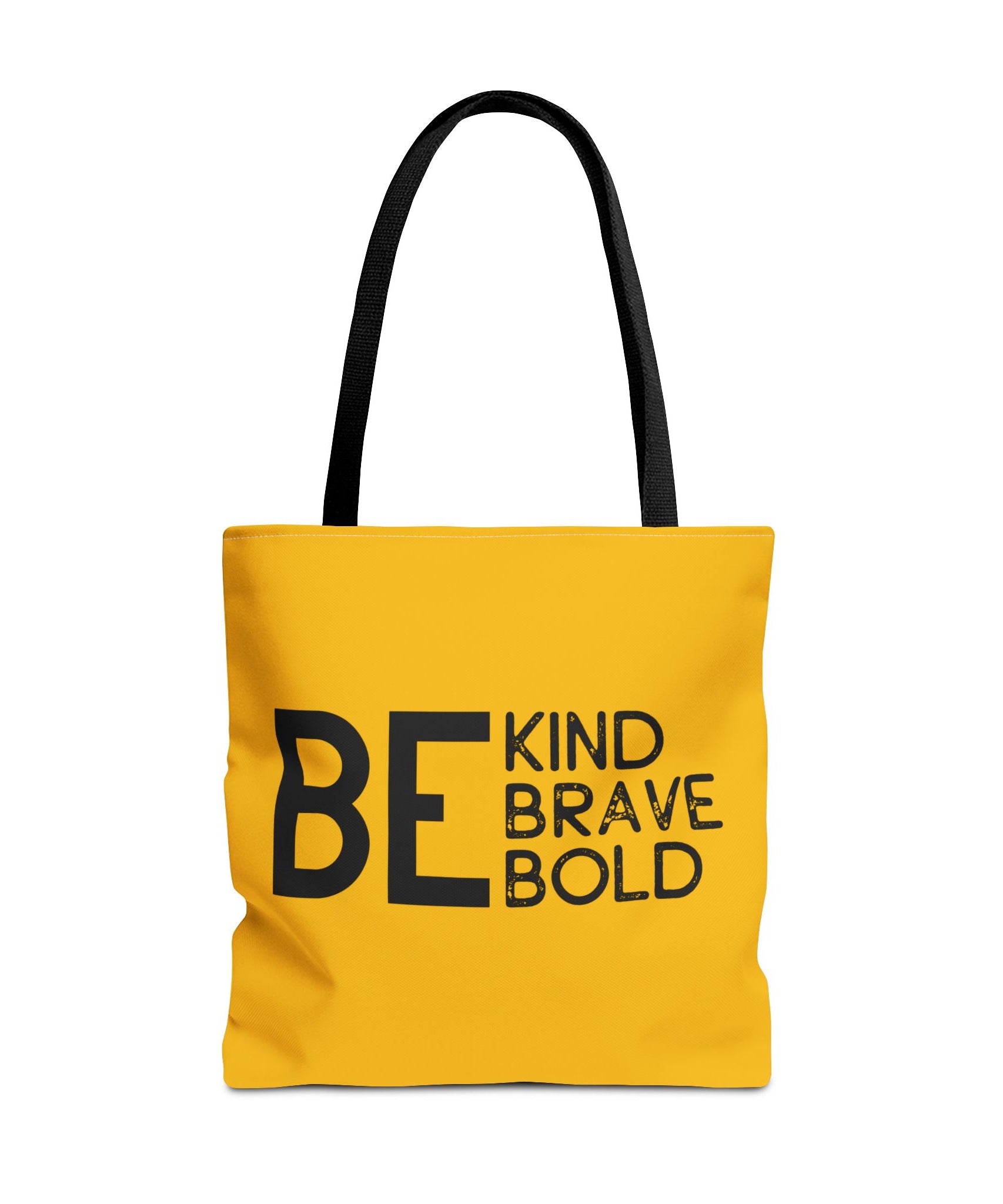 Inspirational Tote Bag - Be Kind Brave Bold - Eco-Friendly Carryall - Yellow