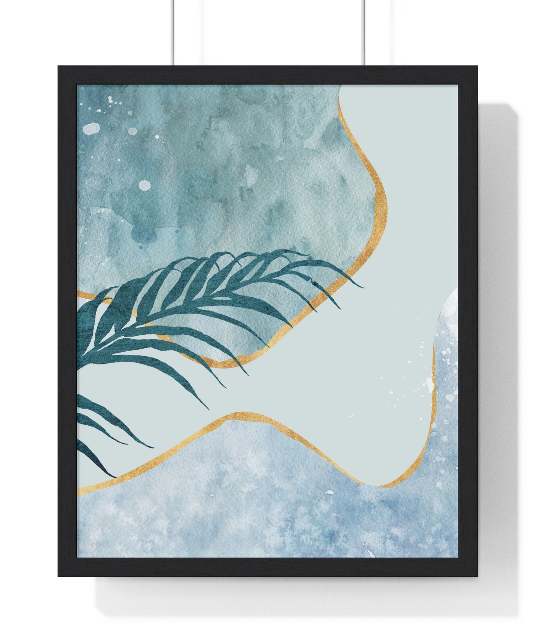 Abstract Leaf Prints on Wooden Frame – Modern Wall Art