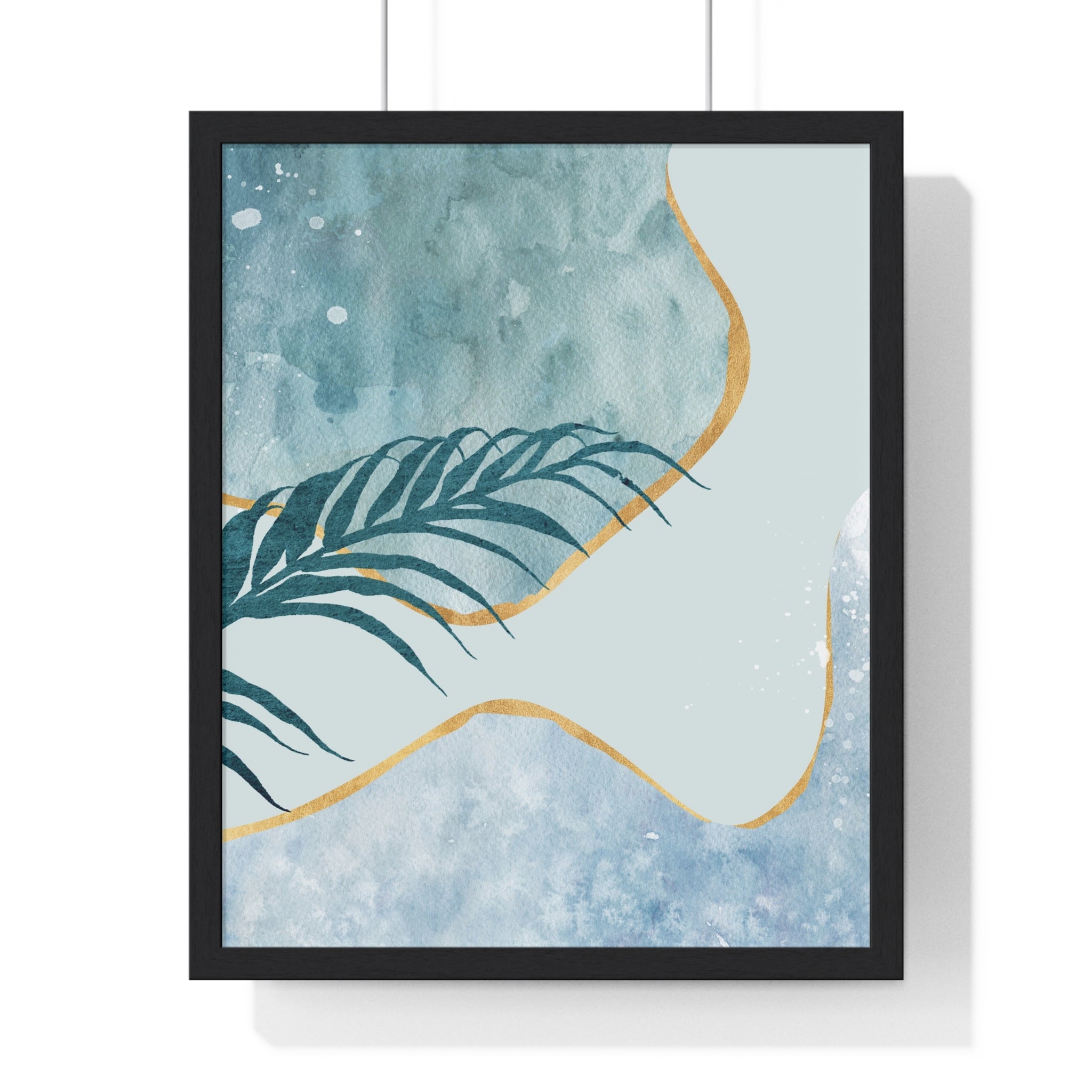 Abstract Leaf Prints on Wooden Frame – Modern Wall Art
