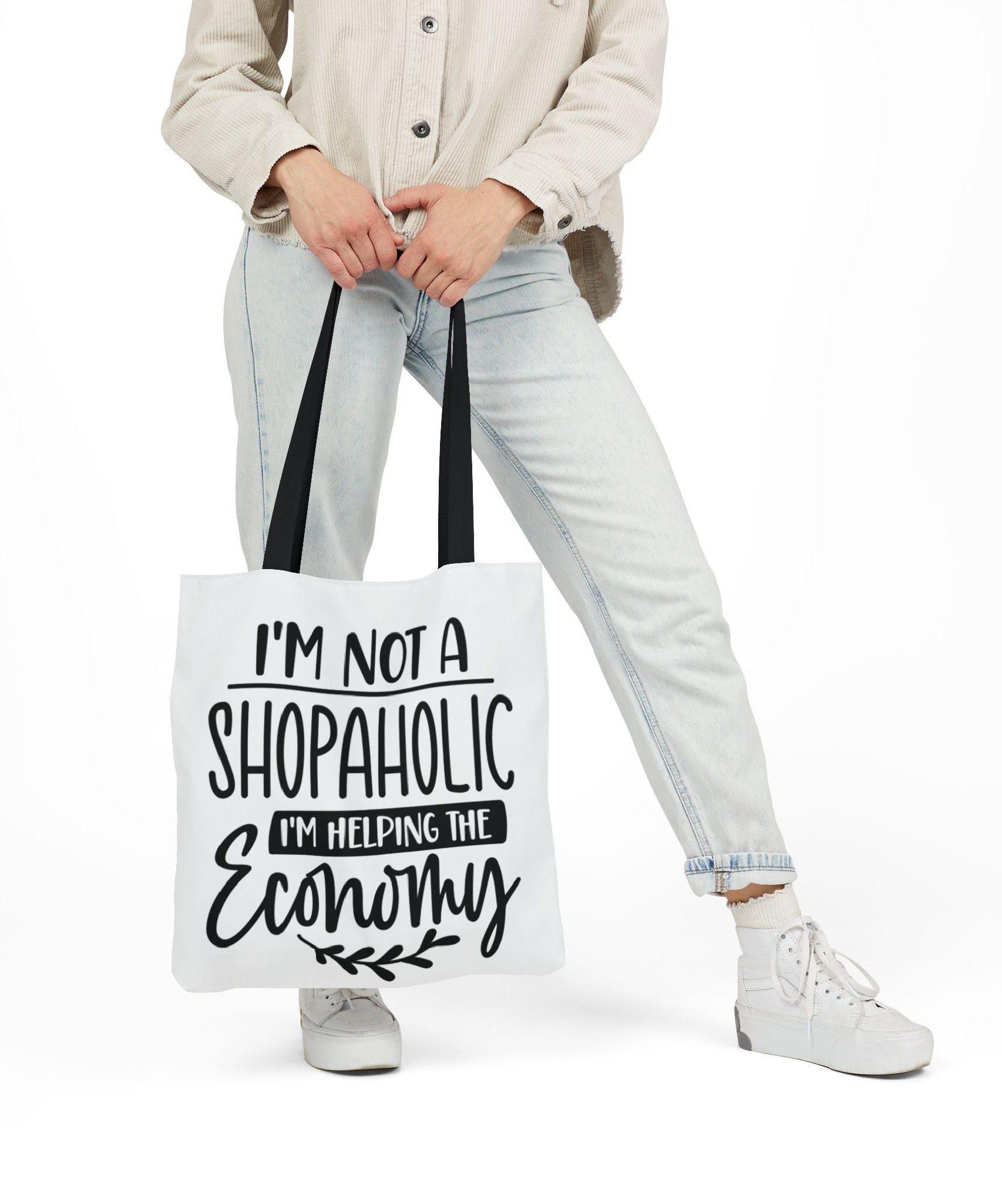 Tote Bag - 'I'm Not a Shopaholic, I'm Helping the Economy' - Trendy Eco-Friendly Shopping Essential