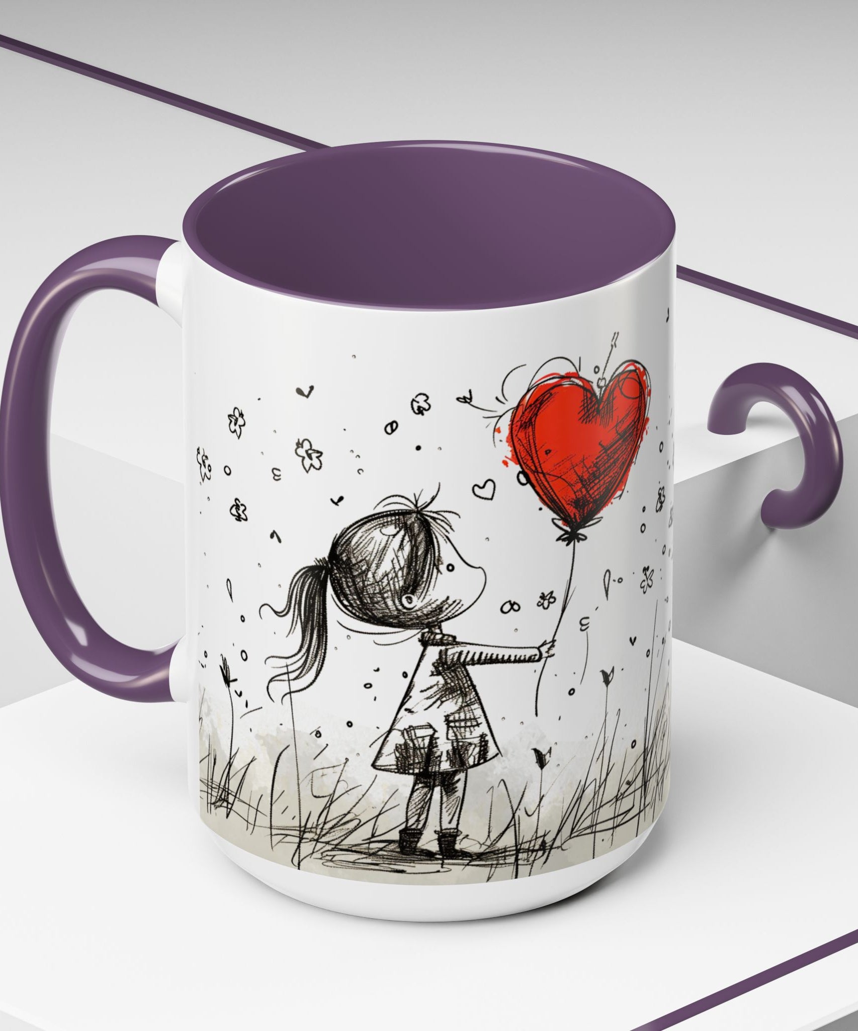 Love Heart Sketch Ceramic Coffee Mug | Gallory Hive