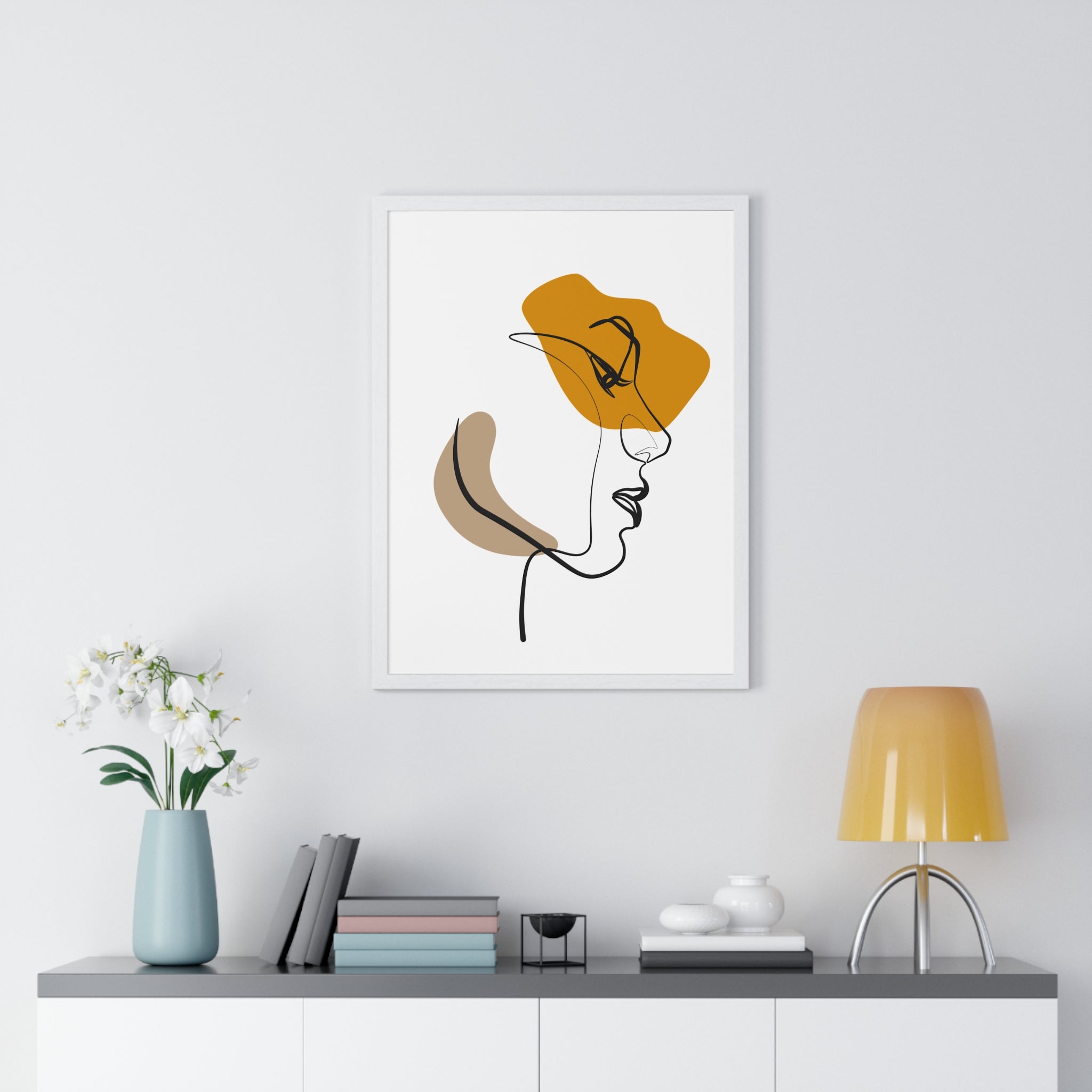 Abstract Profile Line Art – Framed Face Print