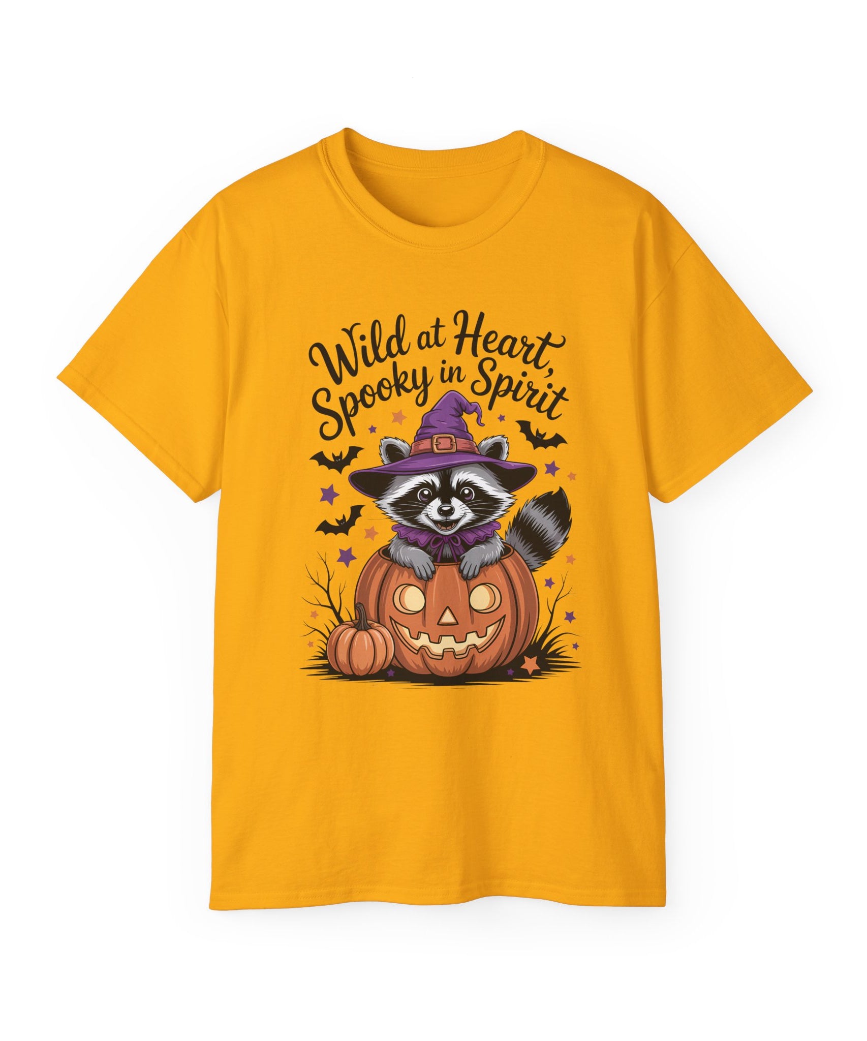 Spooky Raccoon in Pumpkin T-Shirt