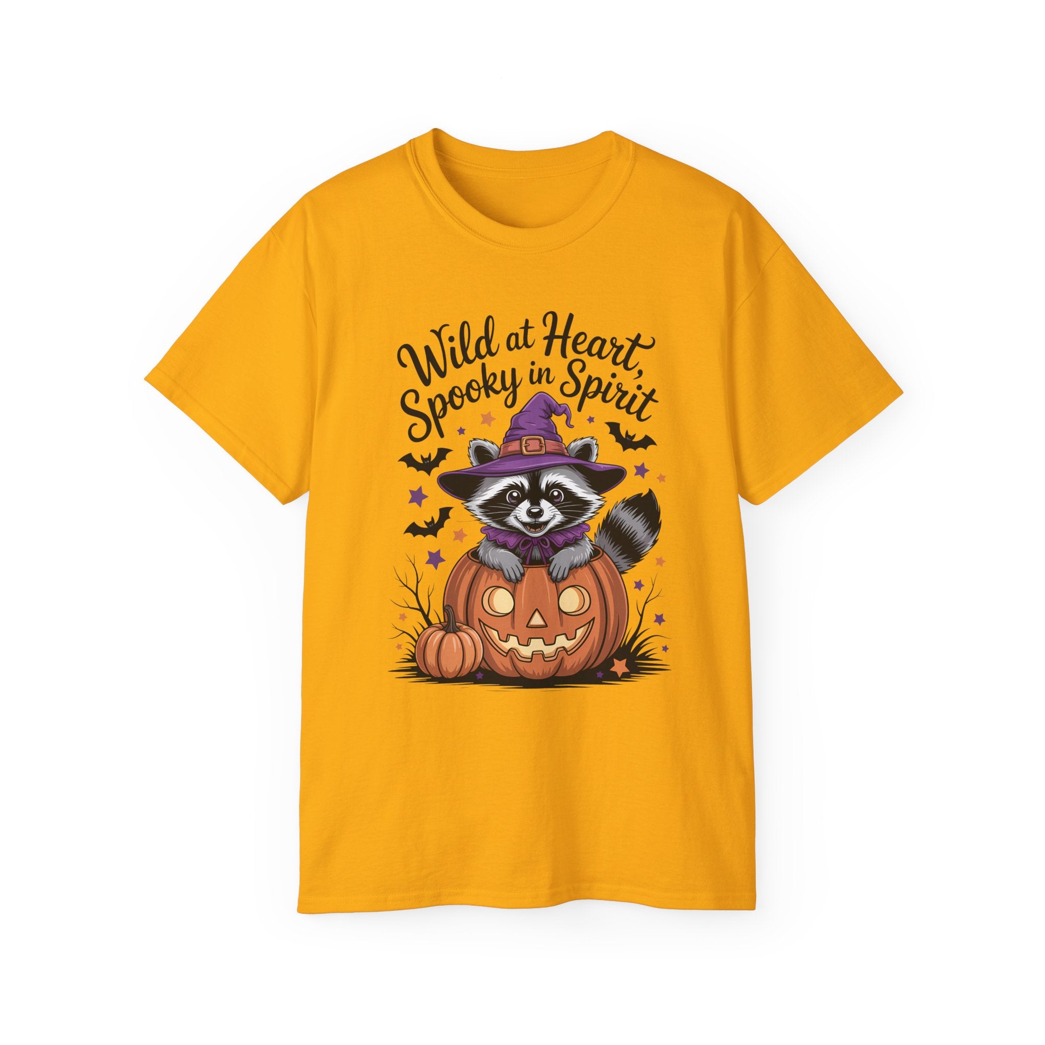Spooky Raccoon in Pumpkin T-Shirt