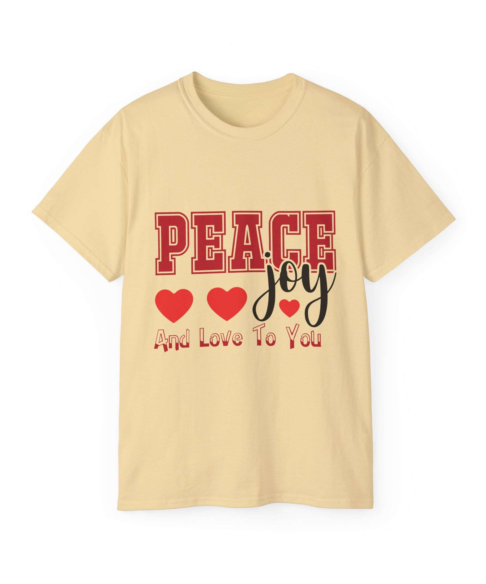 Peace, Joy & Love Retro Christmas T-Shirt | Gallory Hive