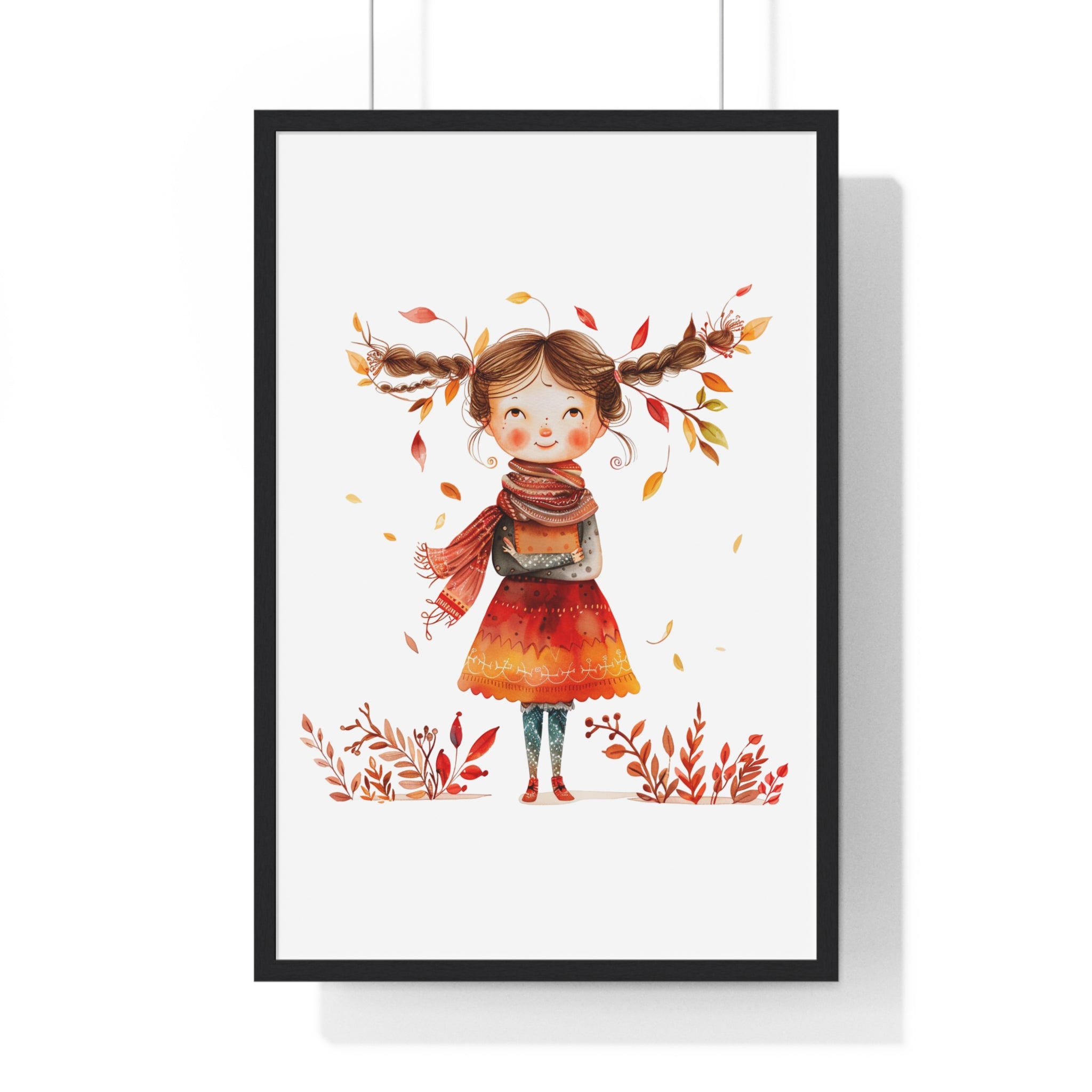 Playful Autumn Girl – Wooden Framed Wall Art