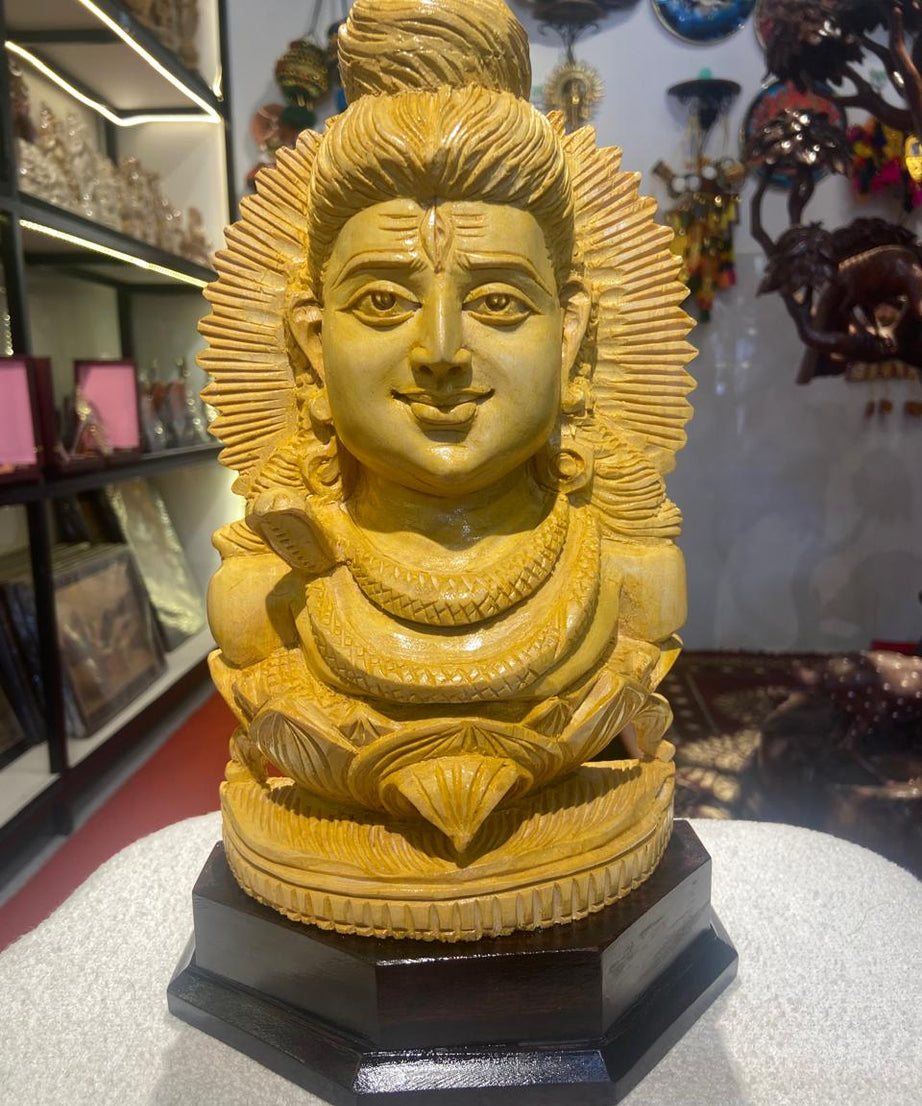 Handmade Sitting Lord Shiva Wooden Sculpture | Gallory Hive
