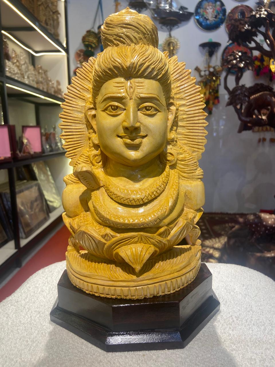 Handmade Sitting Lord Shiva Wooden Sculpture | Gallory Hive