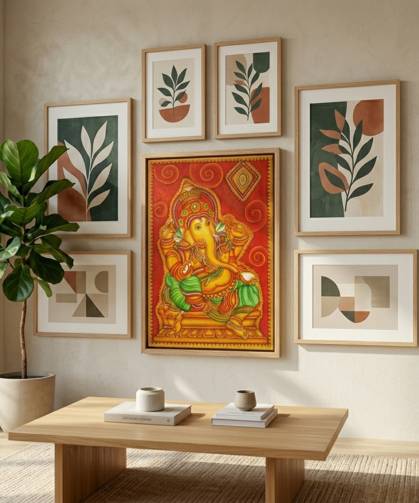 Premium Lord Ganesha Canvas Drawing Wall Art | Gallory Hive